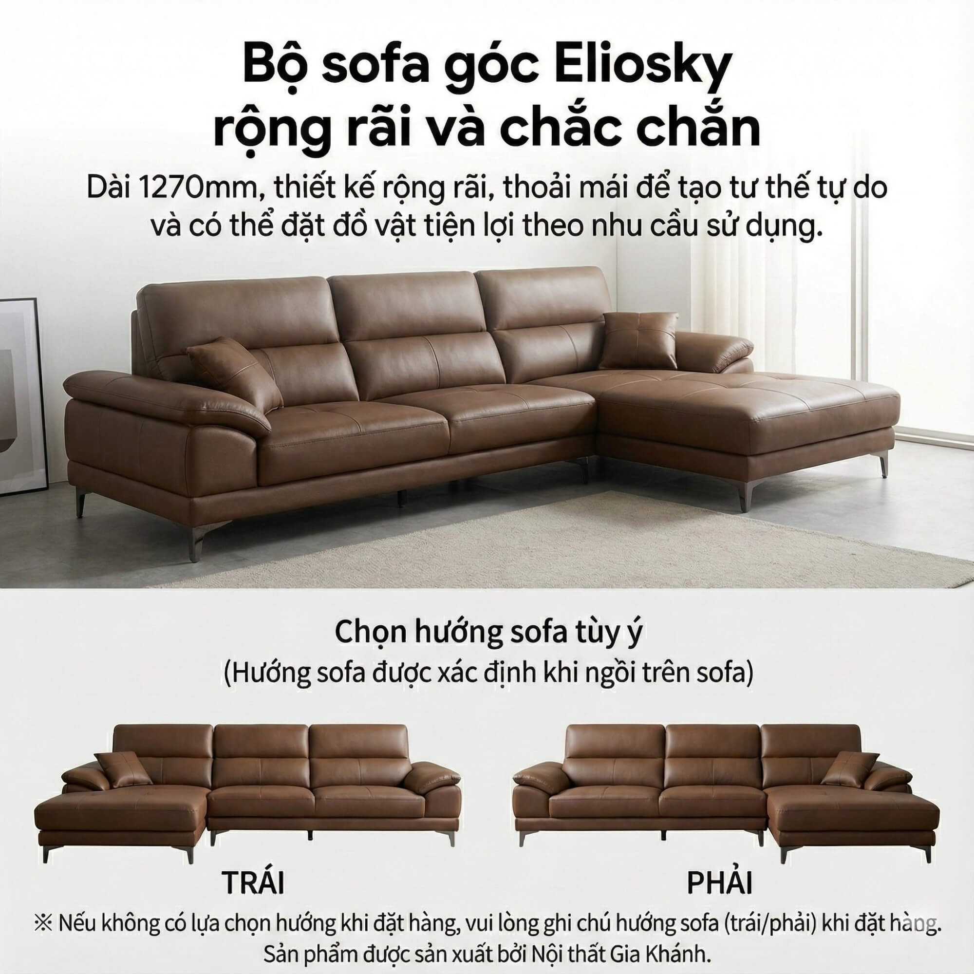 Sofa ELIOSKY - Sofa Góc Có Tựa Đầu Thông Minh Thư Giãn Êm Như Mây