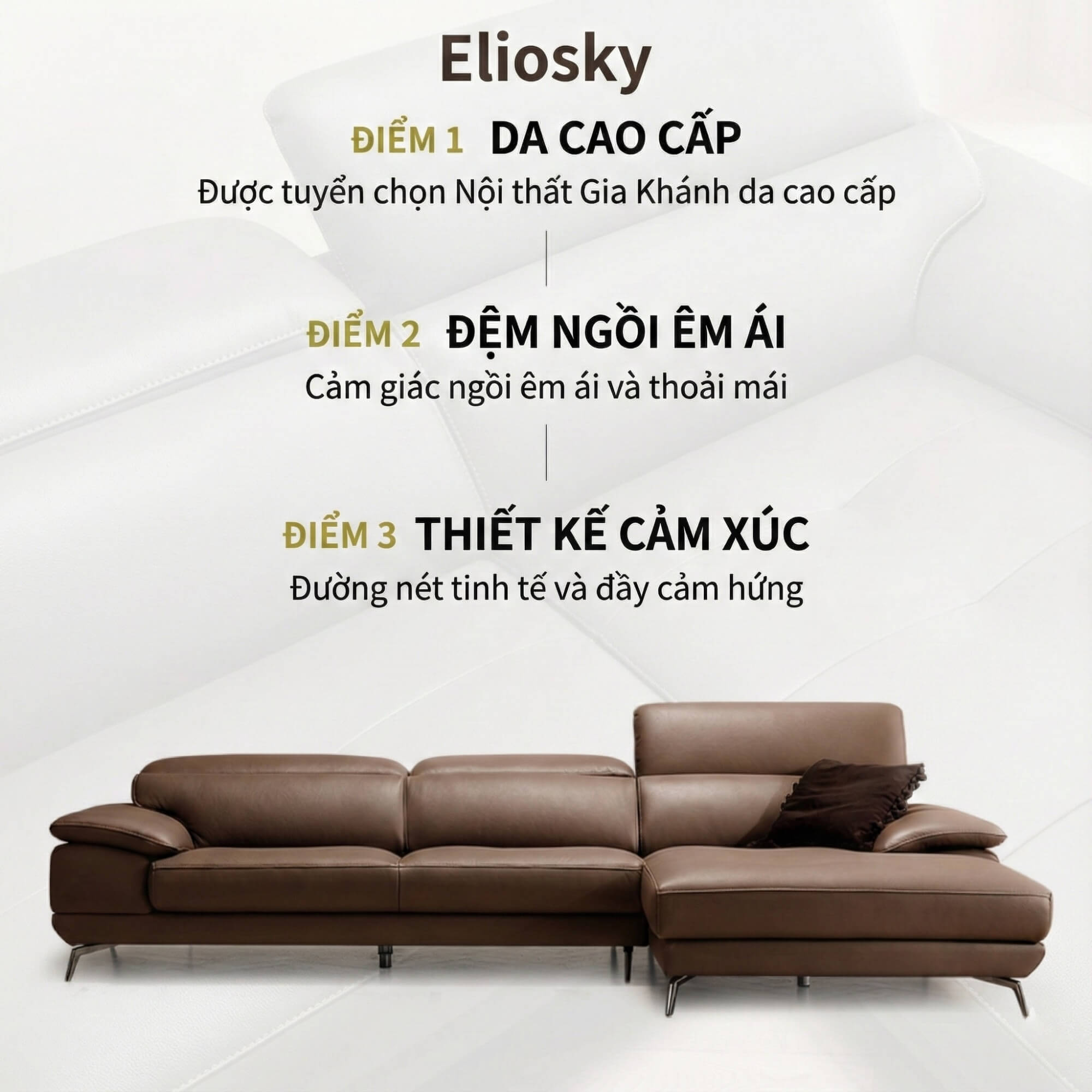 Sofa ELIOSKY - Sofa Góc Có Tựa Đầu Thông Minh Thư Giãn Êm Như Mây