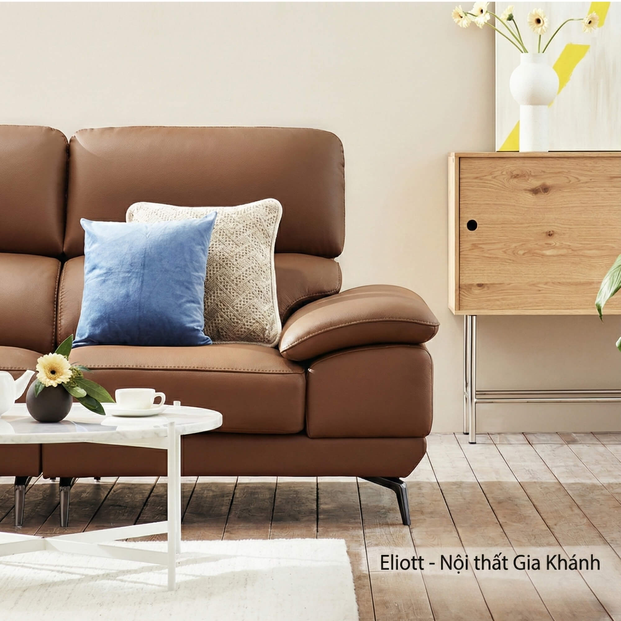 Sofa ELIOTT - Sofa Da Tối Giản Cho Phòng Khách Trẻ Trung 