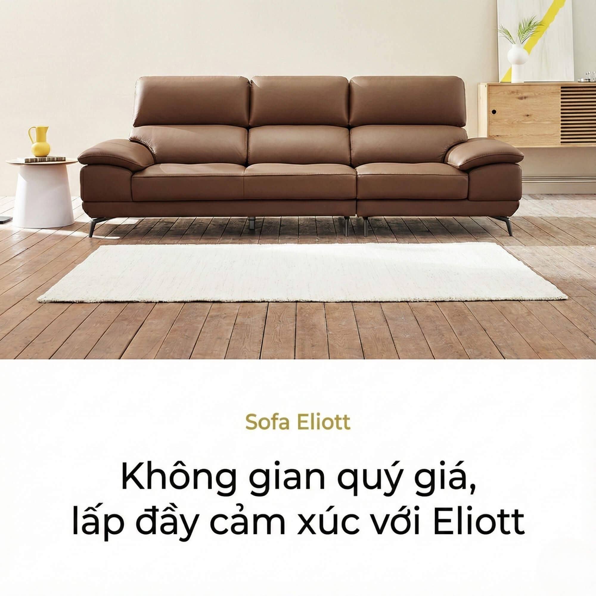 Sofa ELIOTT - Sofa Da Tối Giản Cho Phòng Khách Trẻ Trung 