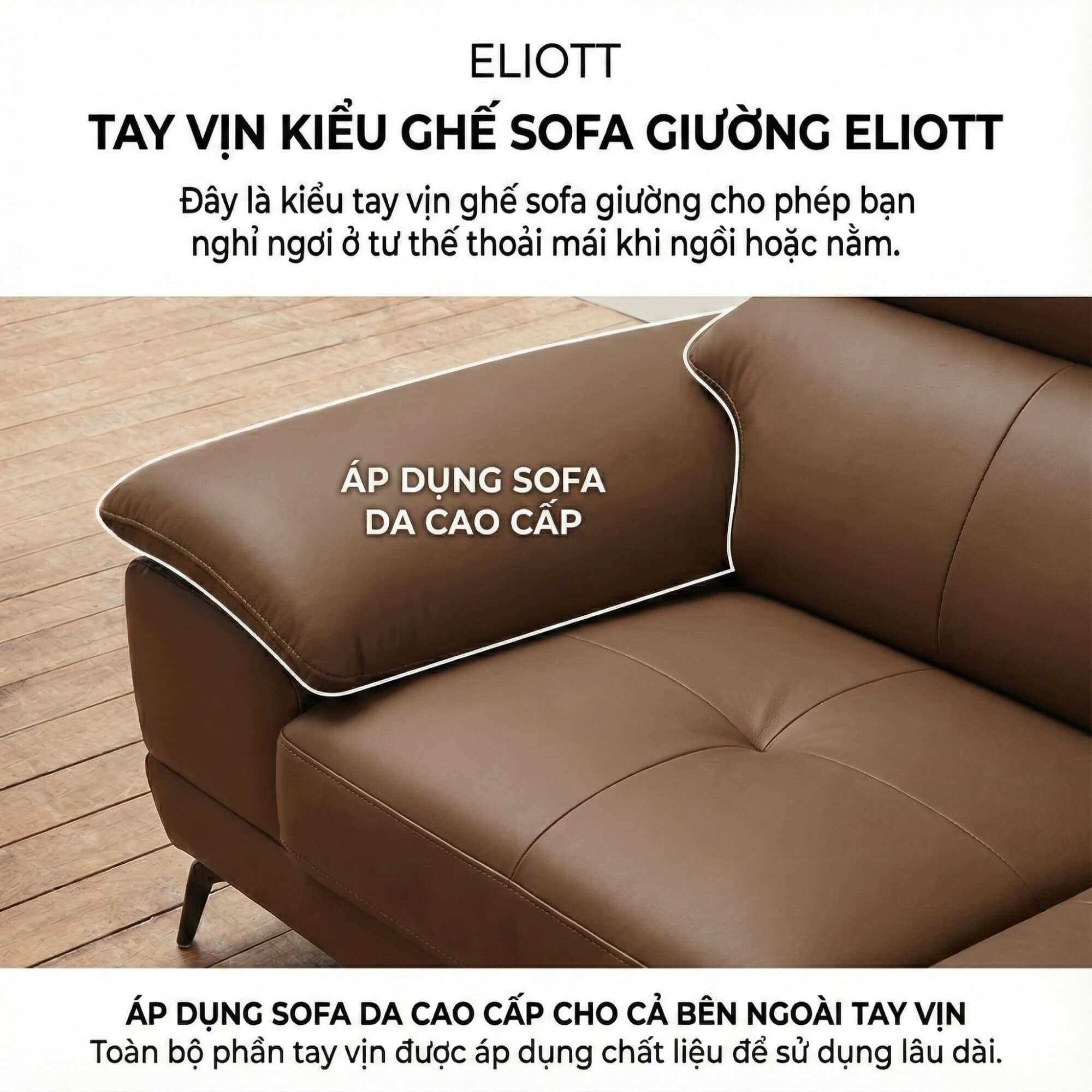 Sofa ELIOTT - Sofa Da Tối Giản Cho Phòng Khách Trẻ Trung 