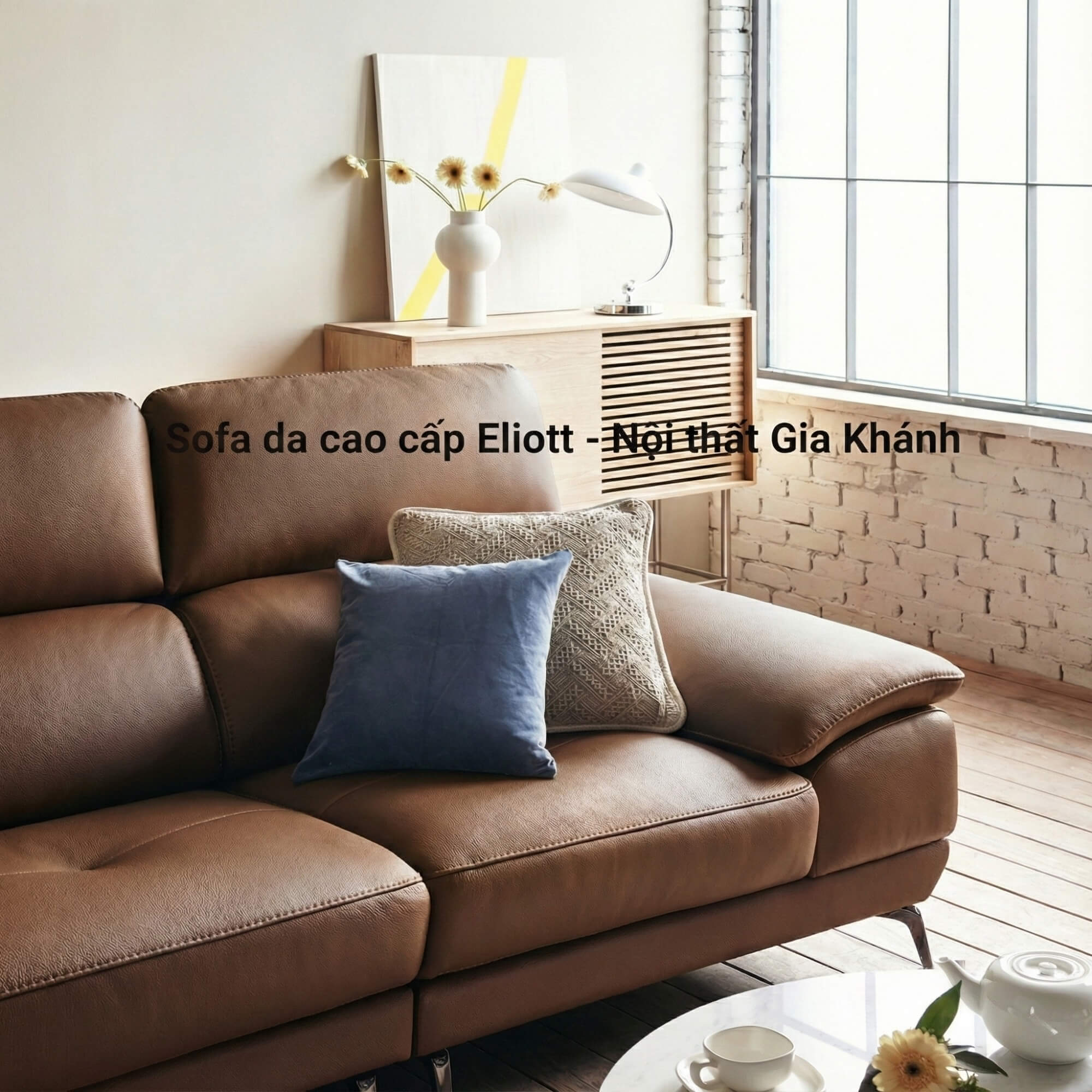 Sofa ELIOTT - Sofa Da Tối Giản Cho Phòng Khách Trẻ Trung 