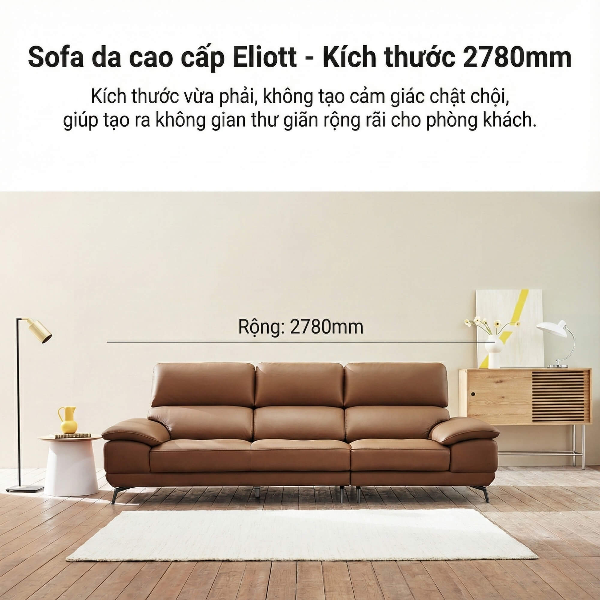 Sofa ELIOTT - Sofa Da Tối Giản Cho Phòng Khách Trẻ Trung 