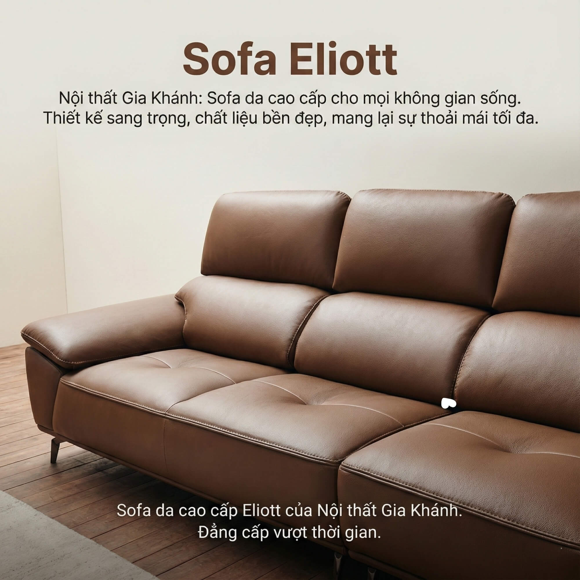 Sofa ELIOTT - Sofa Da Tối Giản Cho Phòng Khách Trẻ Trung 