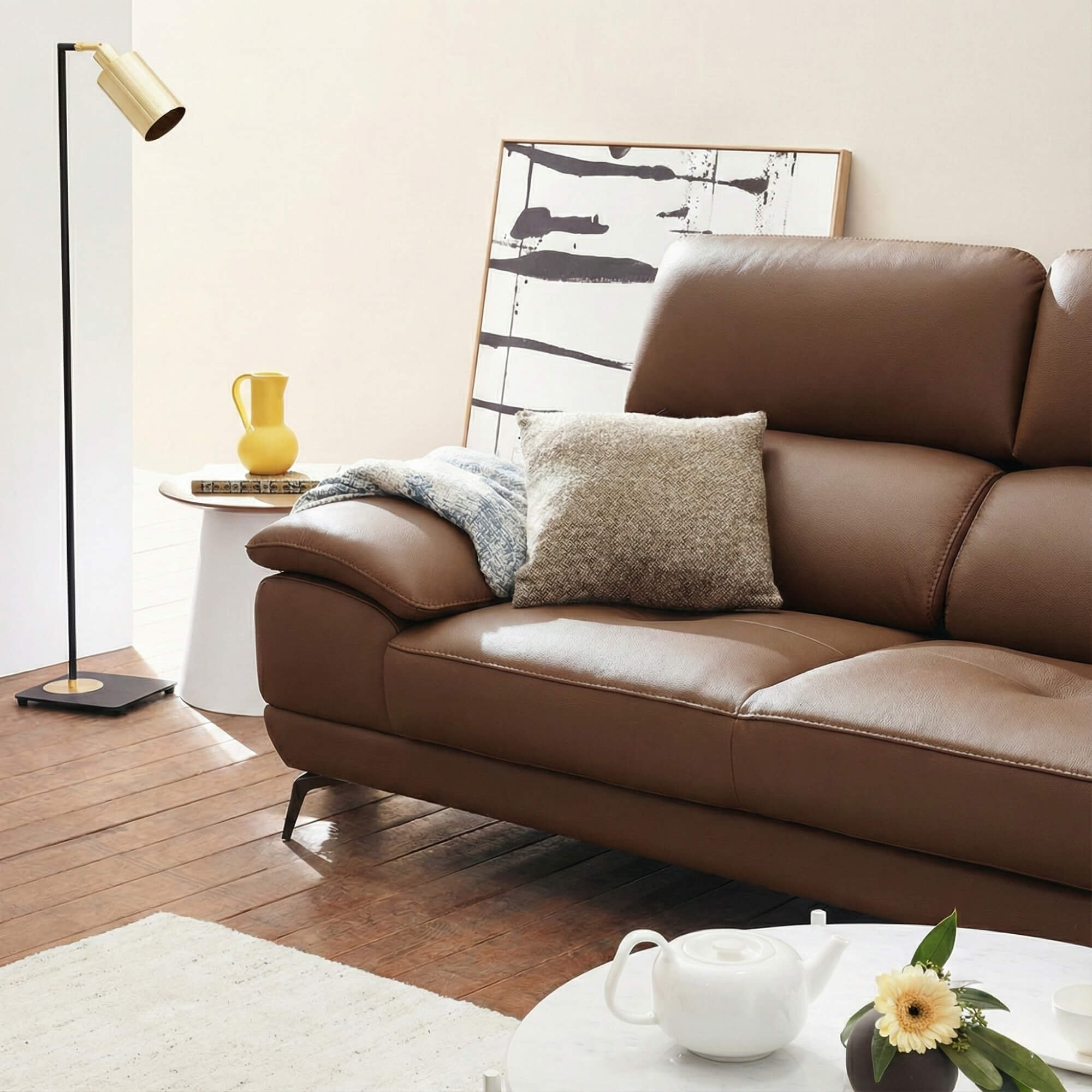 Sofa ELIOTT - Sofa Da Tối Giản Cho Phòng Khách Trẻ Trung 
