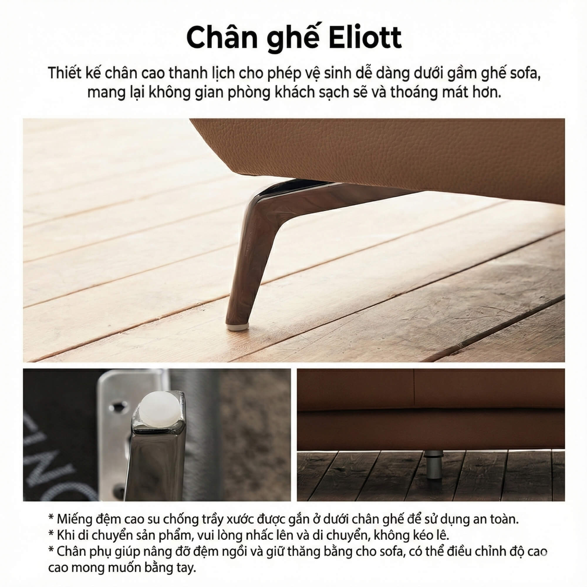 Sofa ELIOTT - Sofa Da Tối Giản Cho Phòng Khách Trẻ Trung 
