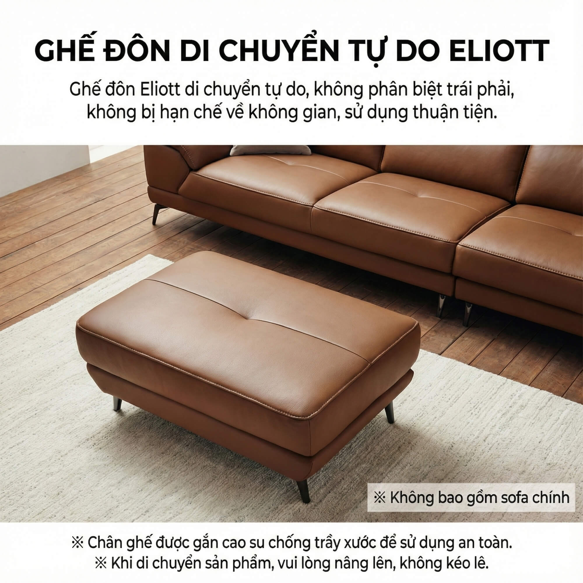 Sofa ELIOTT - Sofa Da Tối Giản Cho Phòng Khách Trẻ Trung 