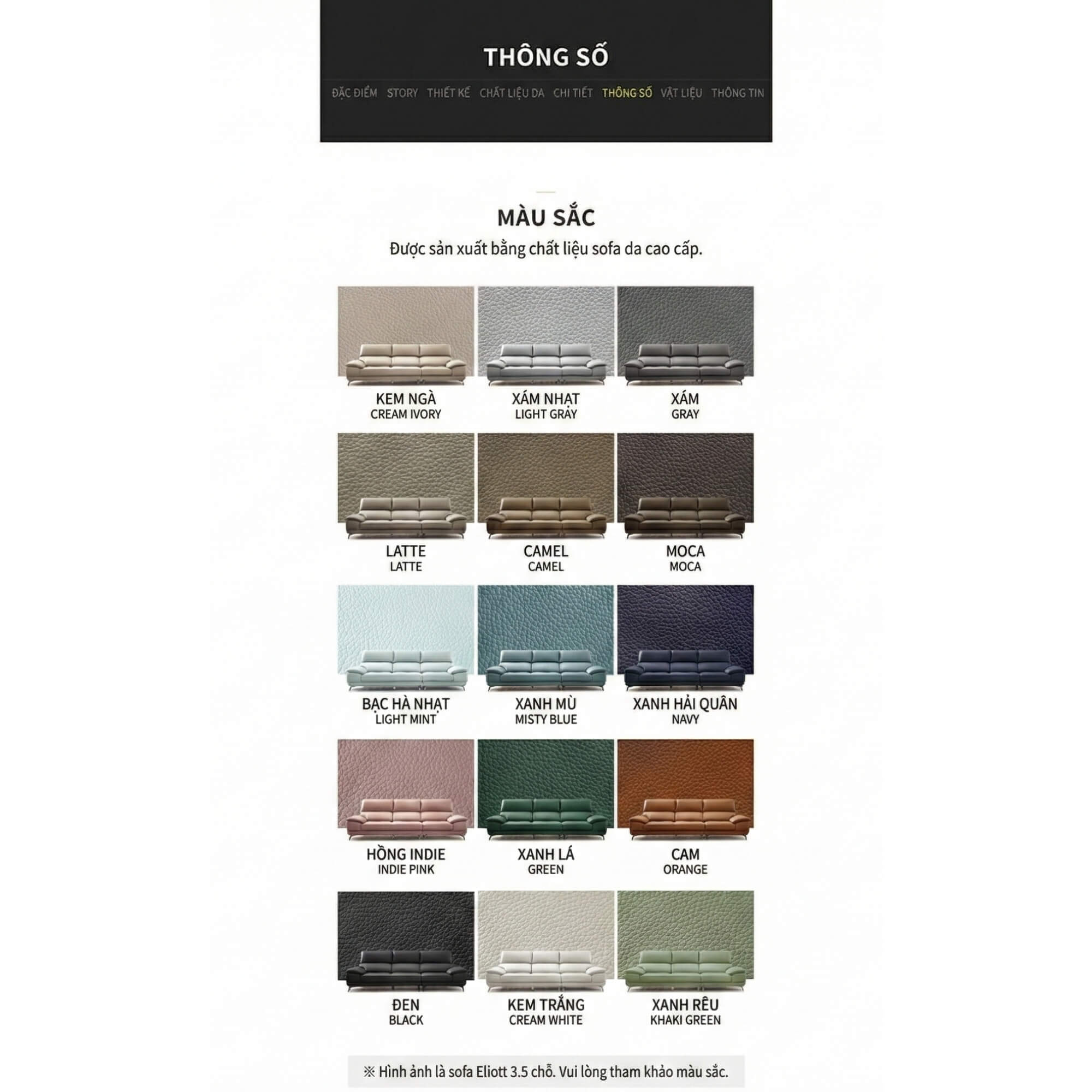 Sofa ELIOTT - Sofa Da Tối Giản Cho Phòng Khách Trẻ Trung 