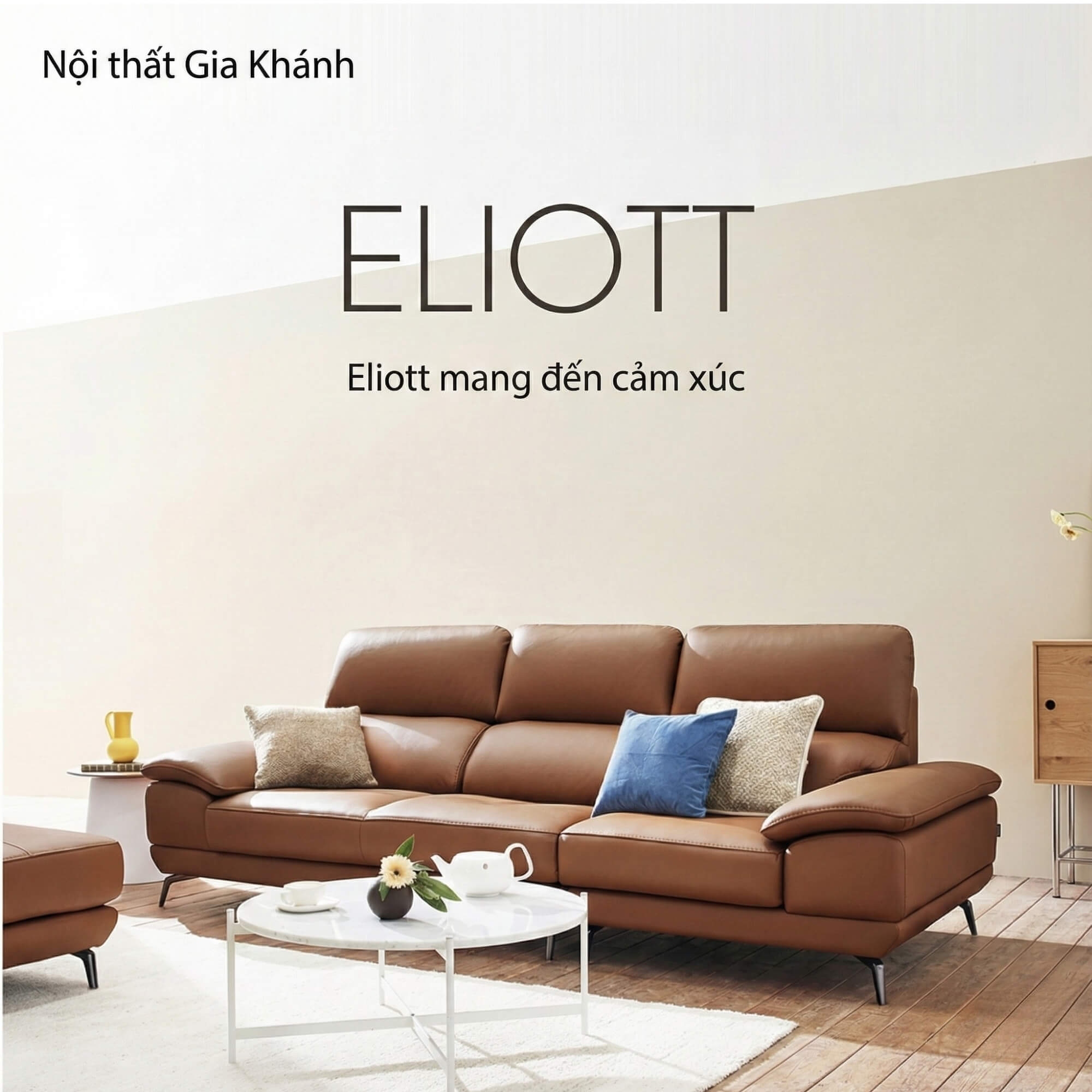 Sofa ELIOTT - Sofa Da Tối Giản Cho Phòng Khách Trẻ Trung 