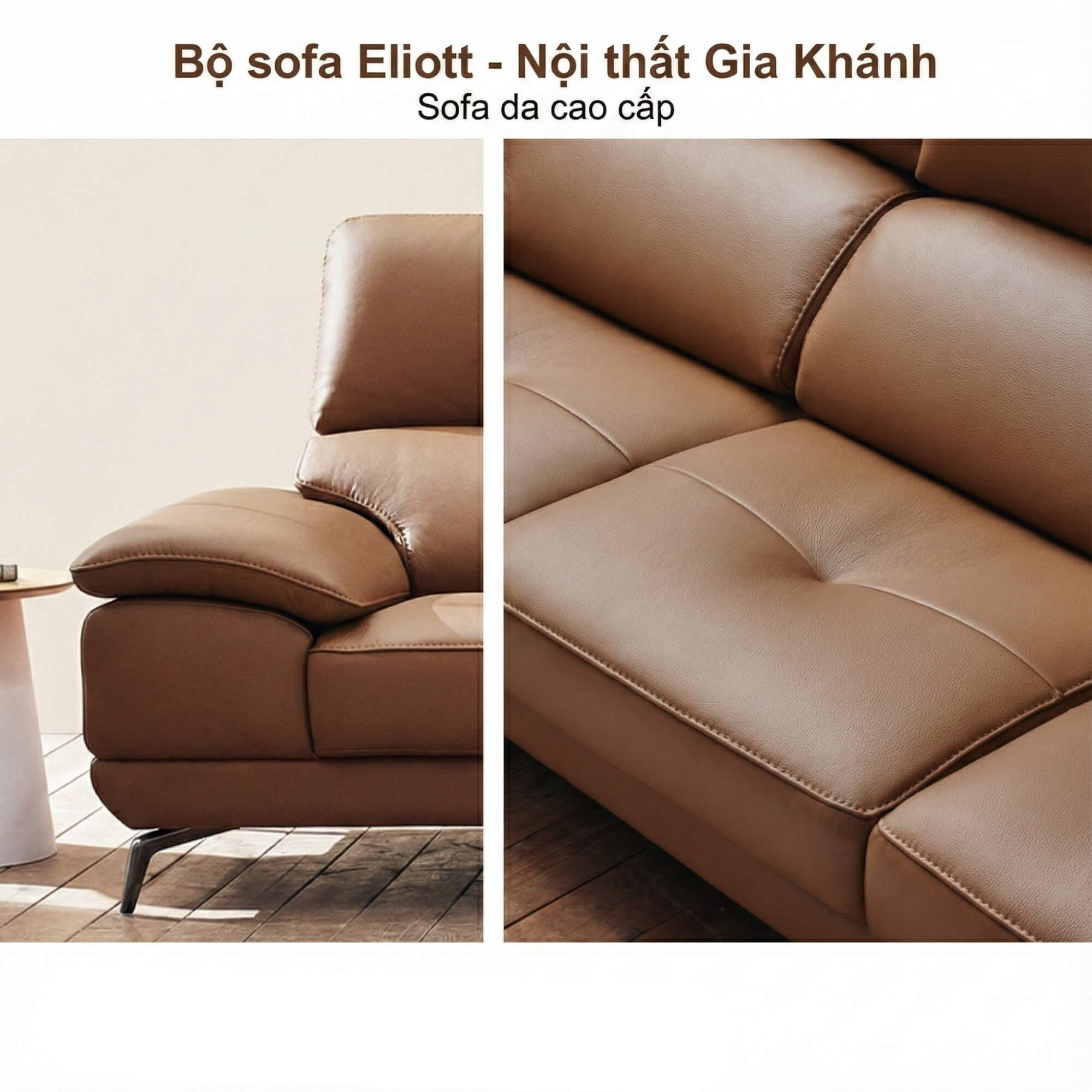 Sofa ELIOTT - Sofa Da Tối Giản Cho Phòng Khách Trẻ Trung 