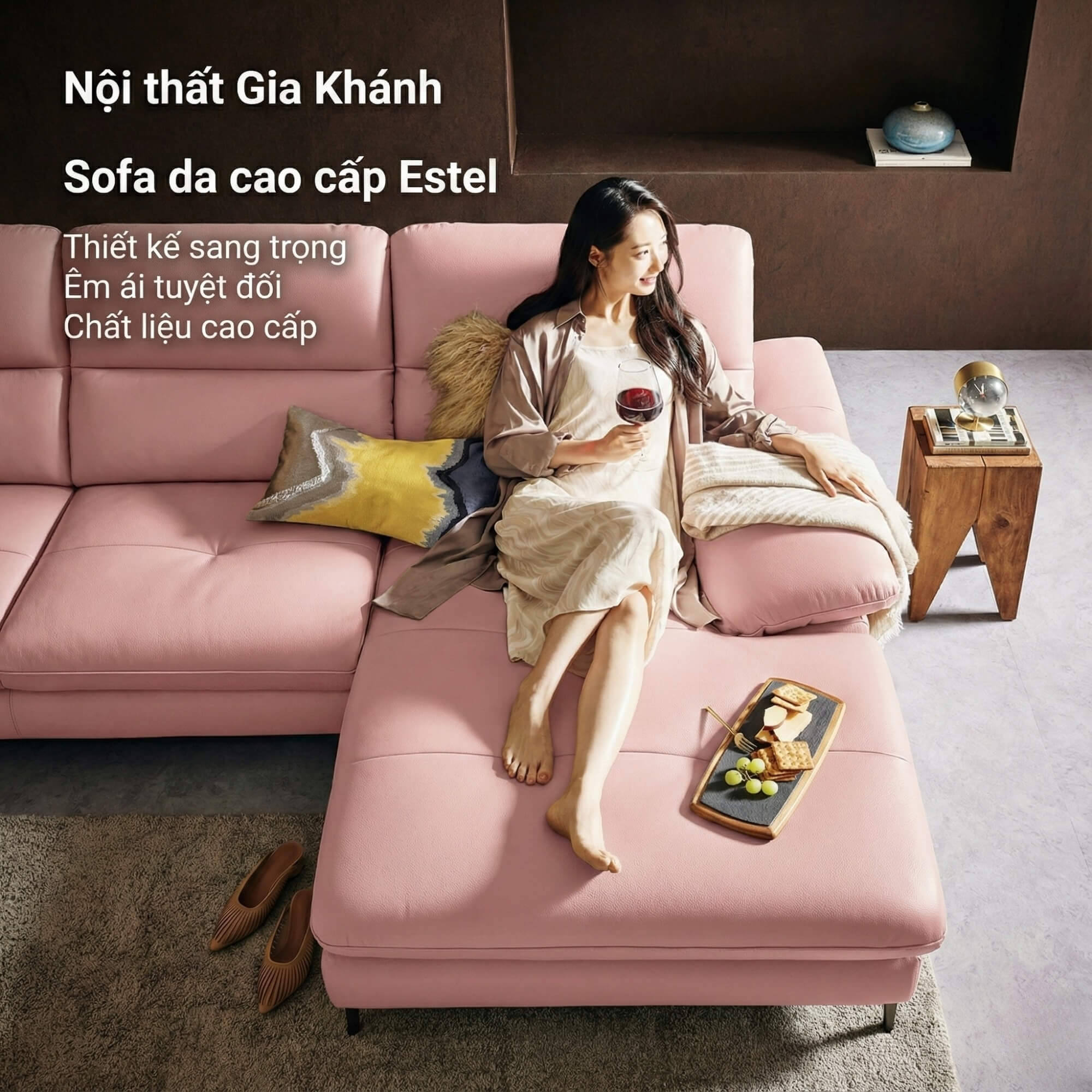 Sofa ESTEL – Sofa Góc Bọc Da Cao Cấp Hiện Đại Và Êm Ái