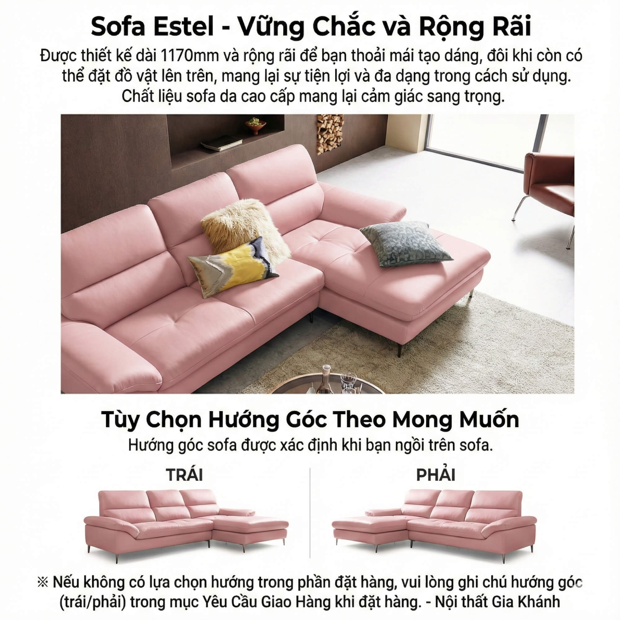 Sofa ESTEL – Sofa Góc Bọc Da Cao Cấp Hiện Đại Và Êm Ái