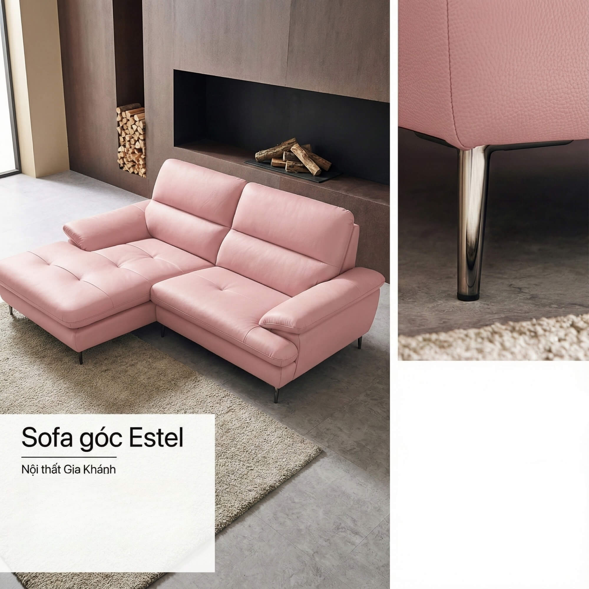 Sofa ESTEL – Sofa Góc Bọc Da Cao Cấp Hiện Đại Và Êm Ái