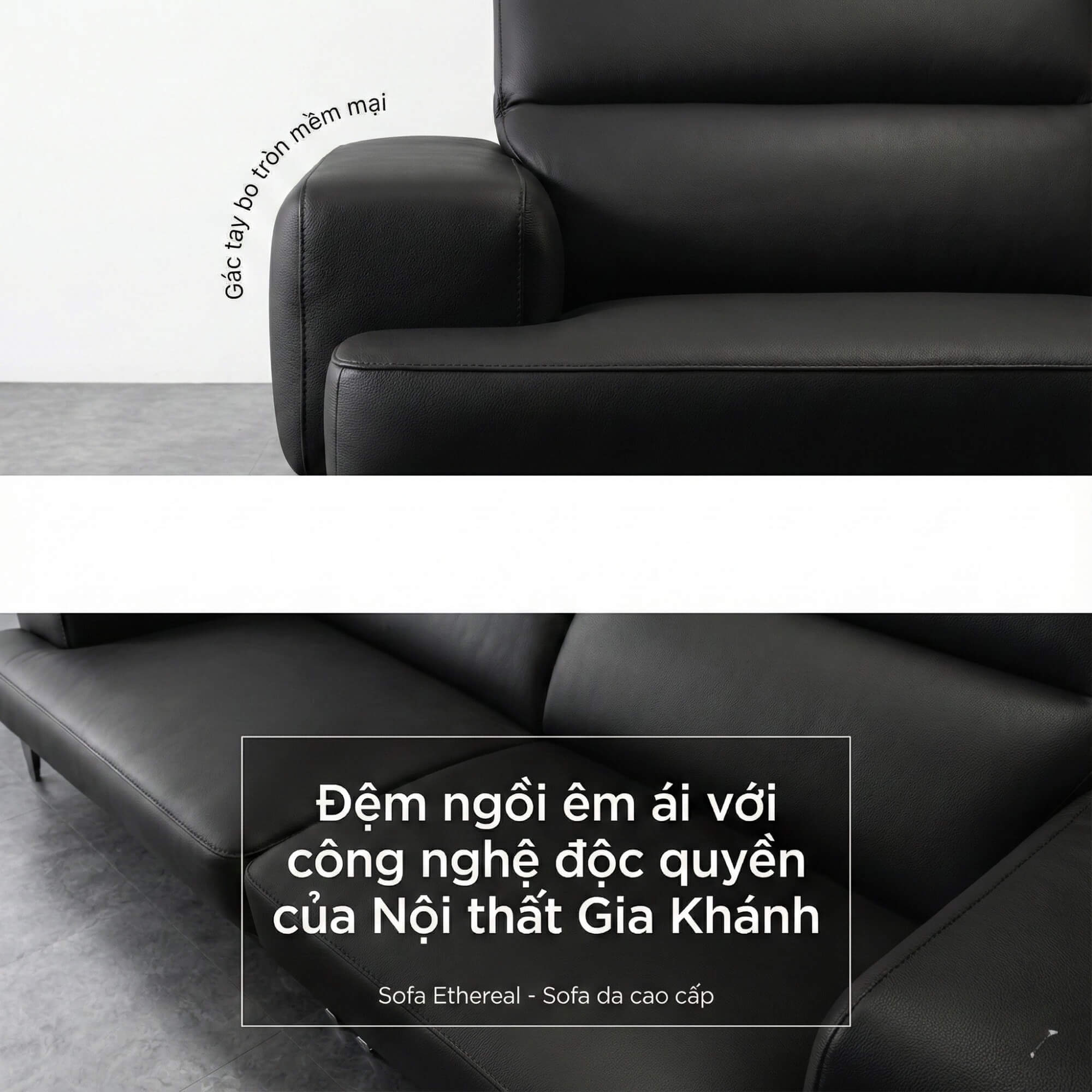 Sofa ETHEREAL - Sofa Băng Bọc Da Thiết kế Mạnh Mẽ, Sang Trọng