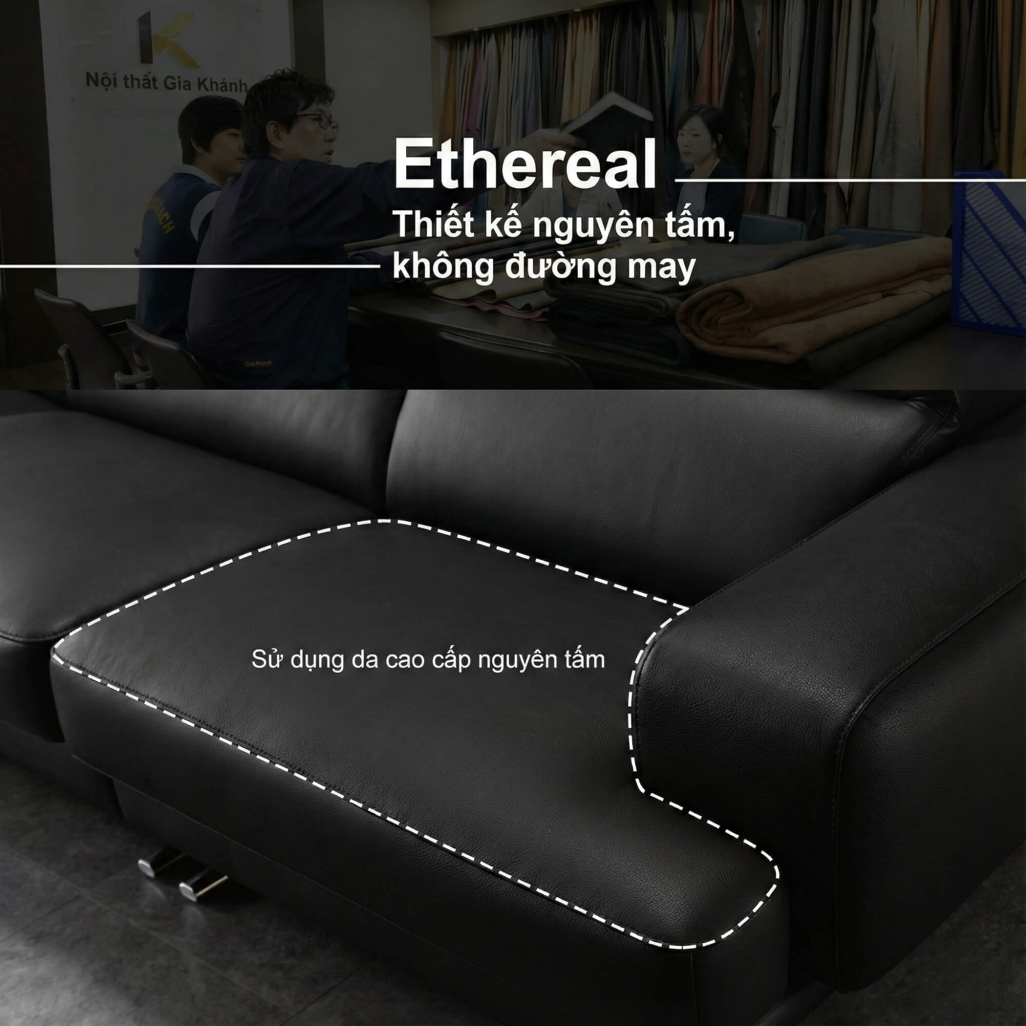 Sofa ETHEREAL - Sofa Băng Bọc Da Thiết kế Mạnh Mẽ, Sang Trọng