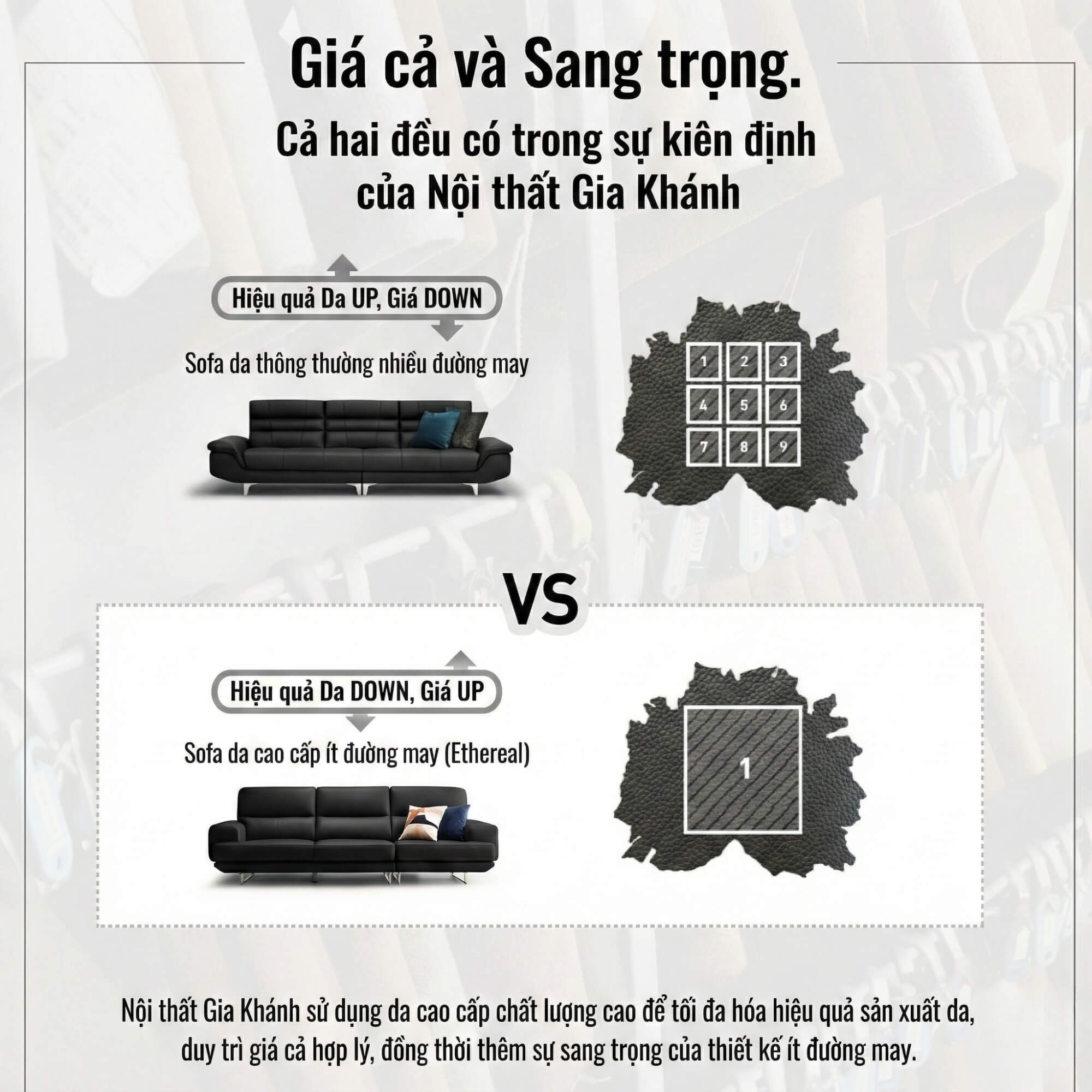 Sofa ETHEREAL - Sofa Băng Bọc Da Thiết kế Mạnh Mẽ, Sang Trọng