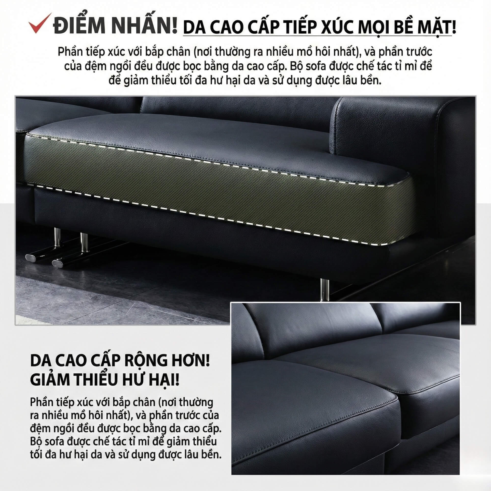 Sofa ETHEREAL - Sofa Băng Bọc Da Thiết kế Mạnh Mẽ, Sang Trọng