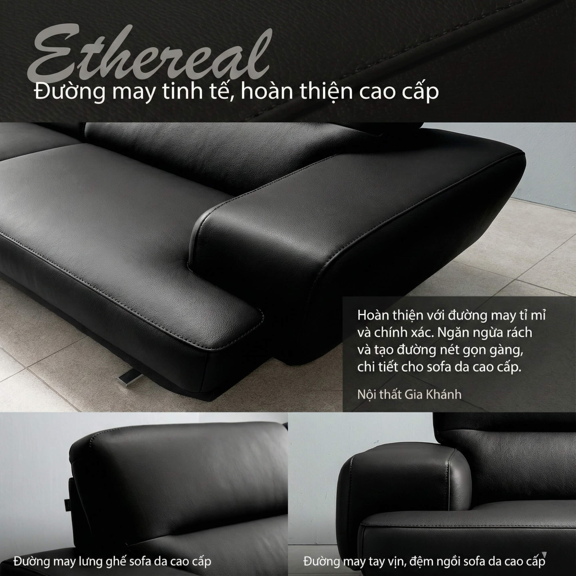Sofa ETHEREAL - Sofa Băng Bọc Da Thiết kế Mạnh Mẽ, Sang Trọng