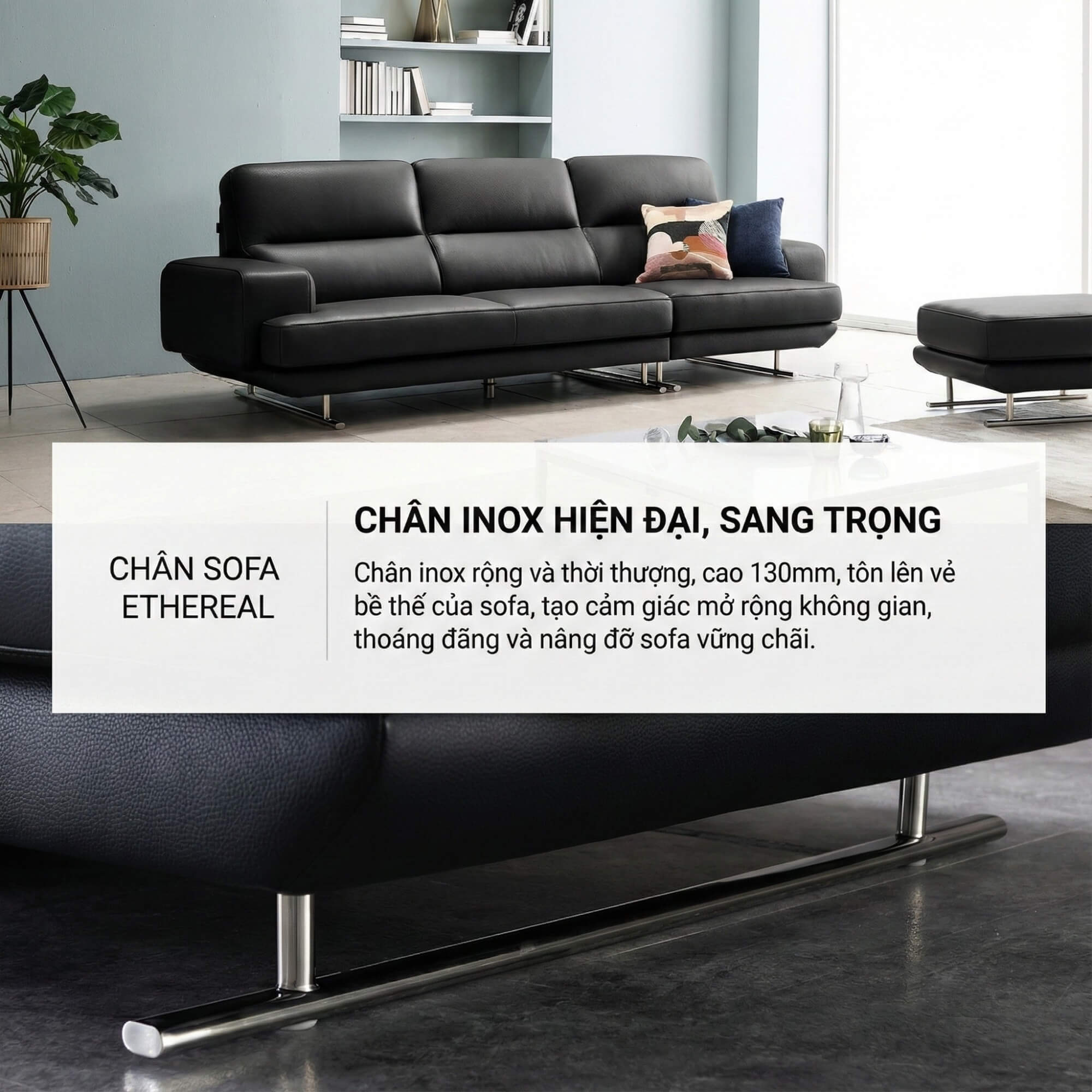 Sofa ETHEREAL - Sofa Băng Bọc Da Thiết kế Mạnh Mẽ, Sang Trọng