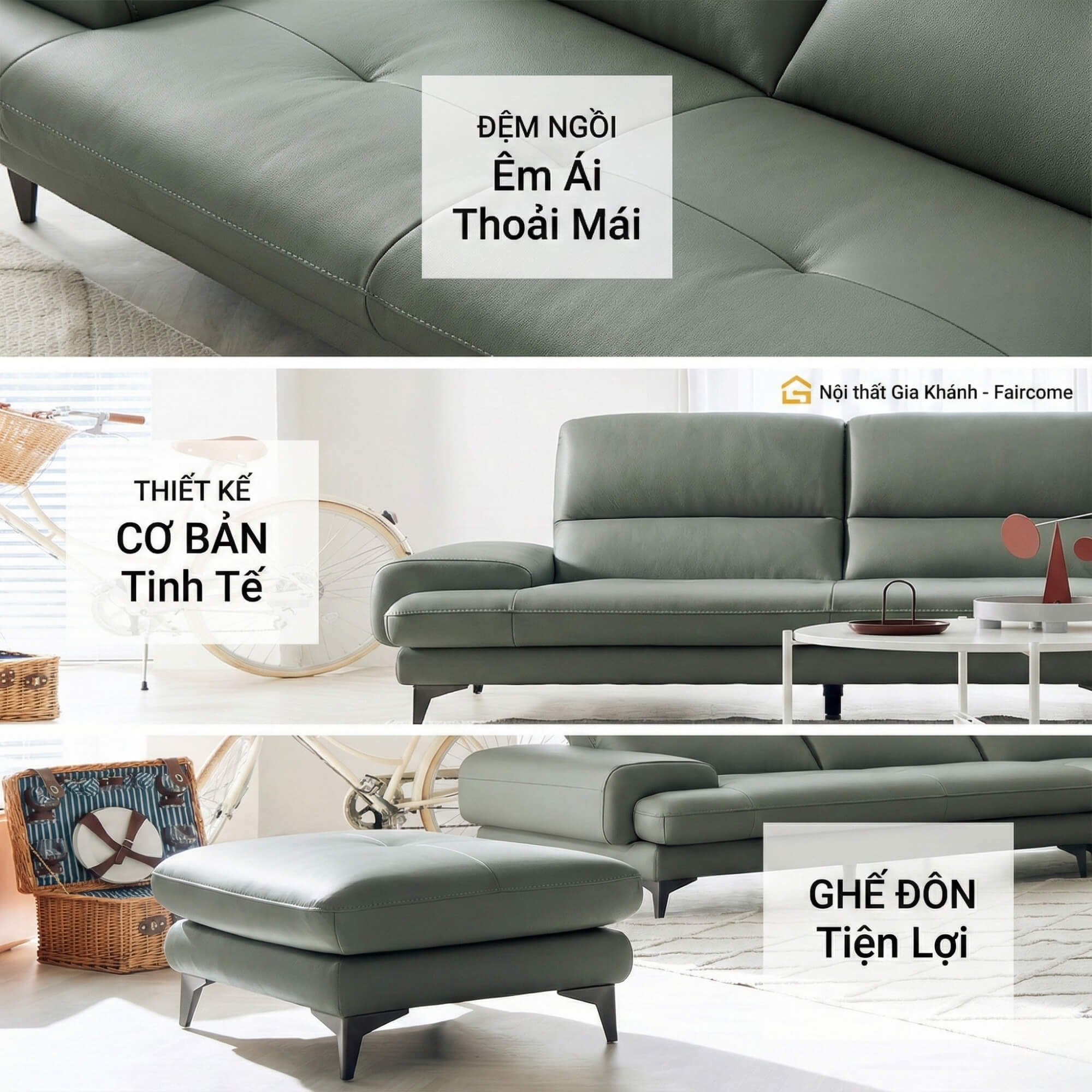 Sofa FAIRCOME - Sofa Băng Bọc Da Êm Ái Đem Đến Thoải Mái