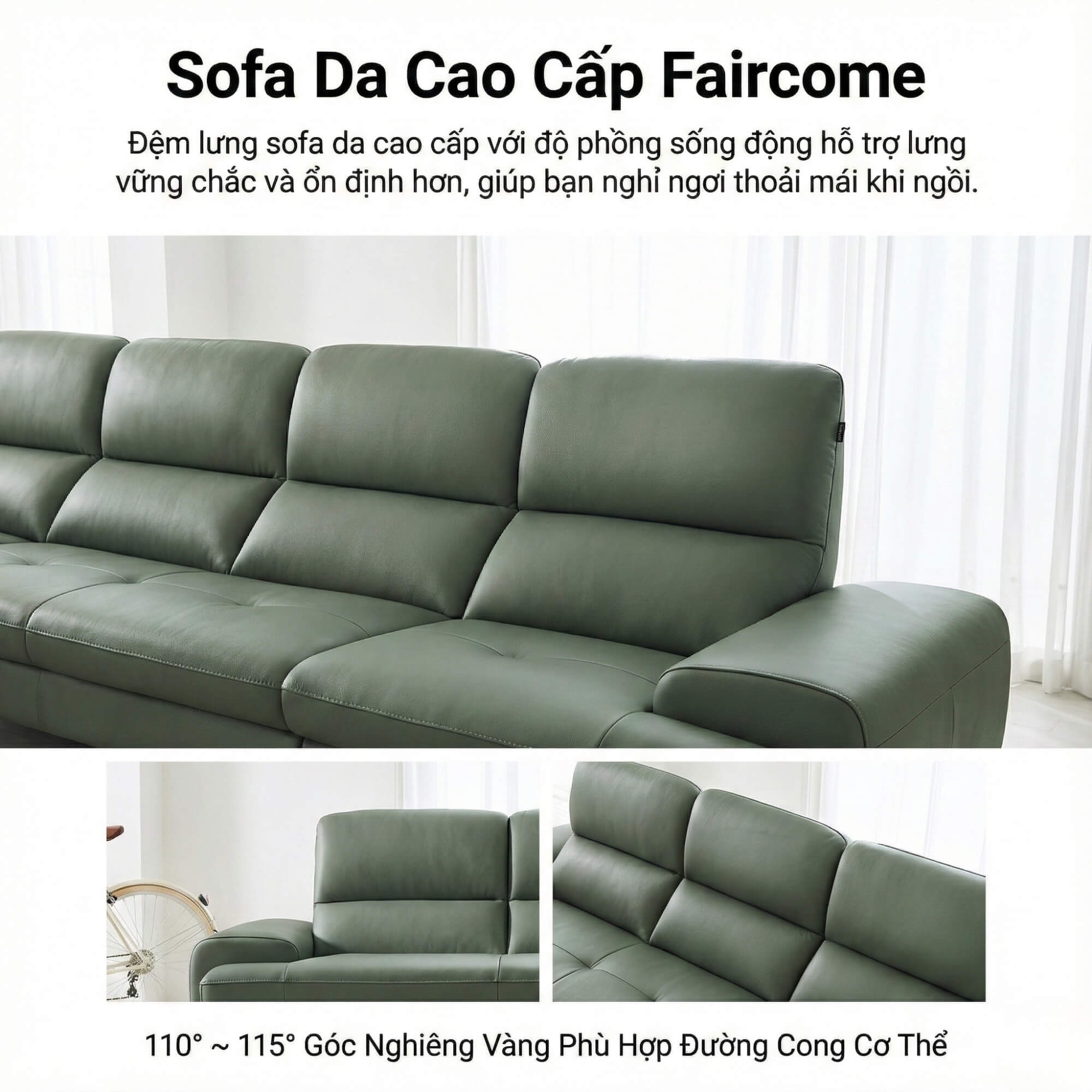Sofa FAIRCOME - Sofa Băng Bọc Da Êm Ái Đem Đến Thoải Mái