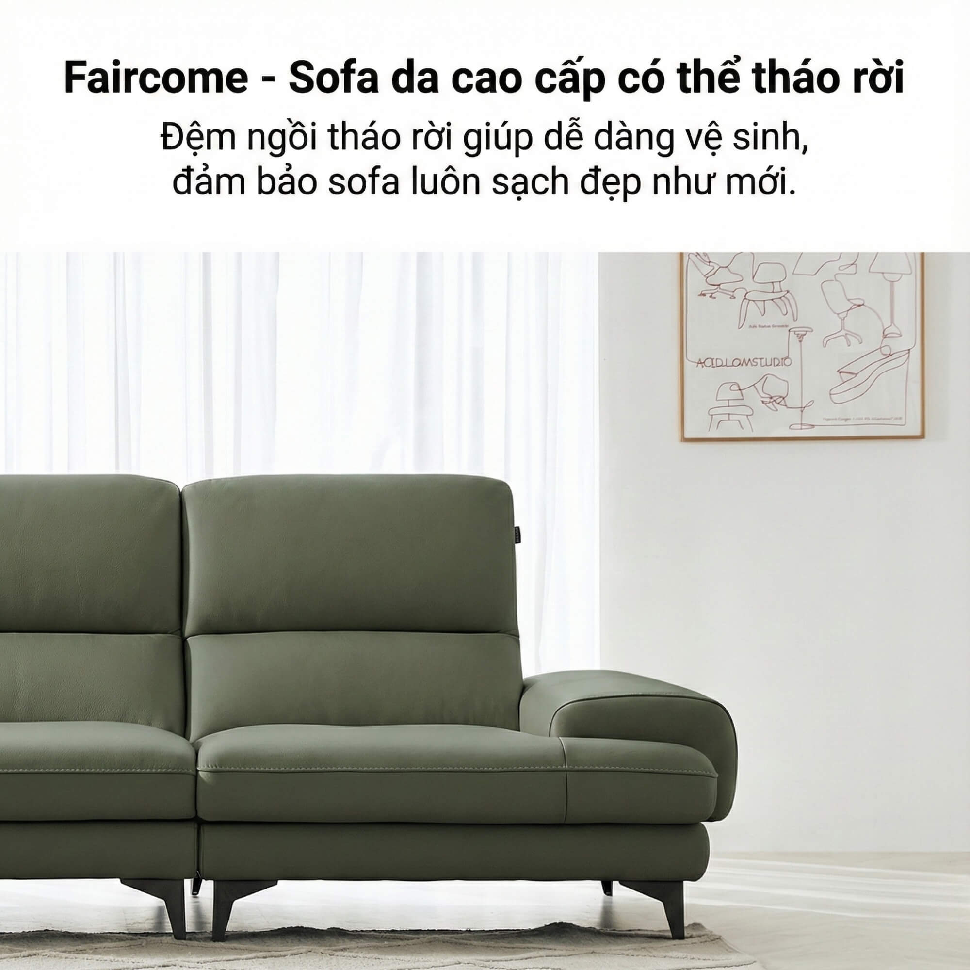Sofa FAIRCOME - Sofa Băng Bọc Da Êm Ái Đem Đến Thoải Mái