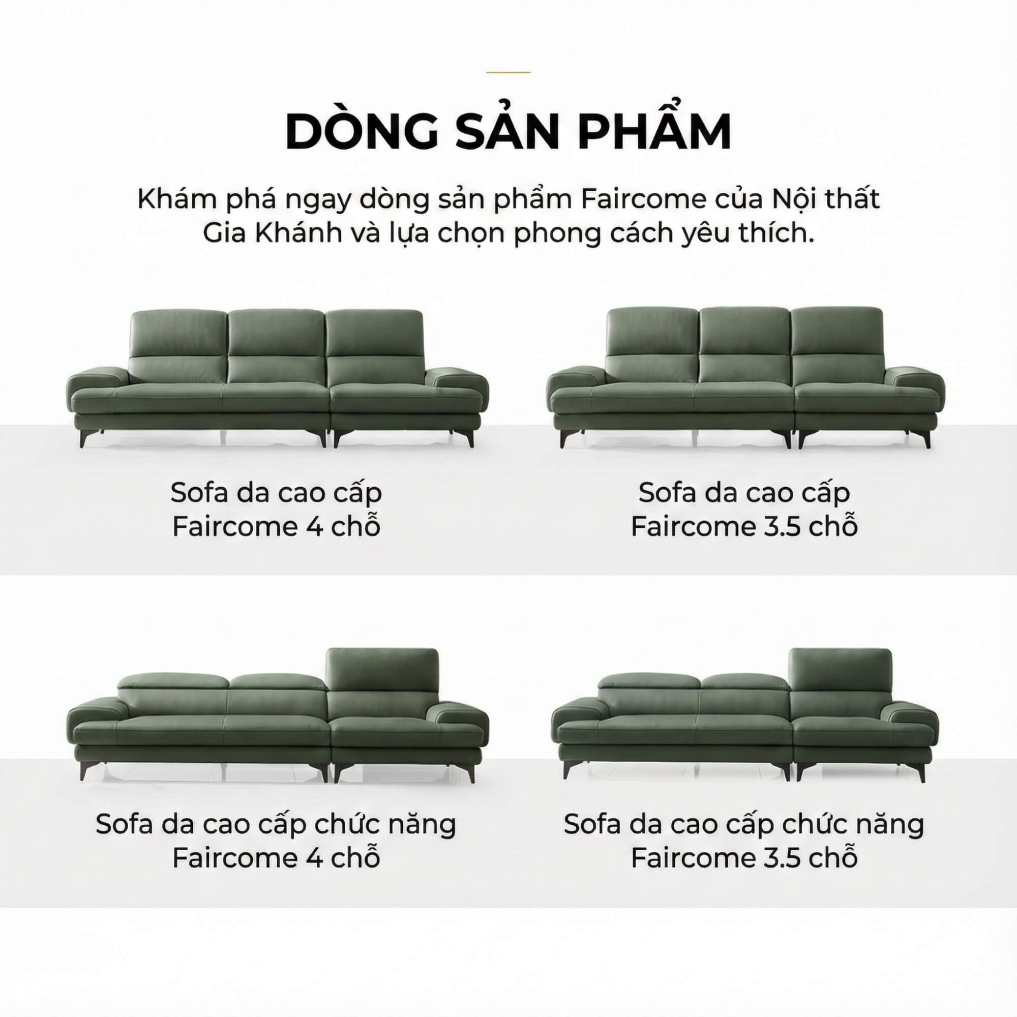 Sofa FAIRCOME - Sofa Băng Bọc Da Êm Ái Đem Đến Thoải Mái