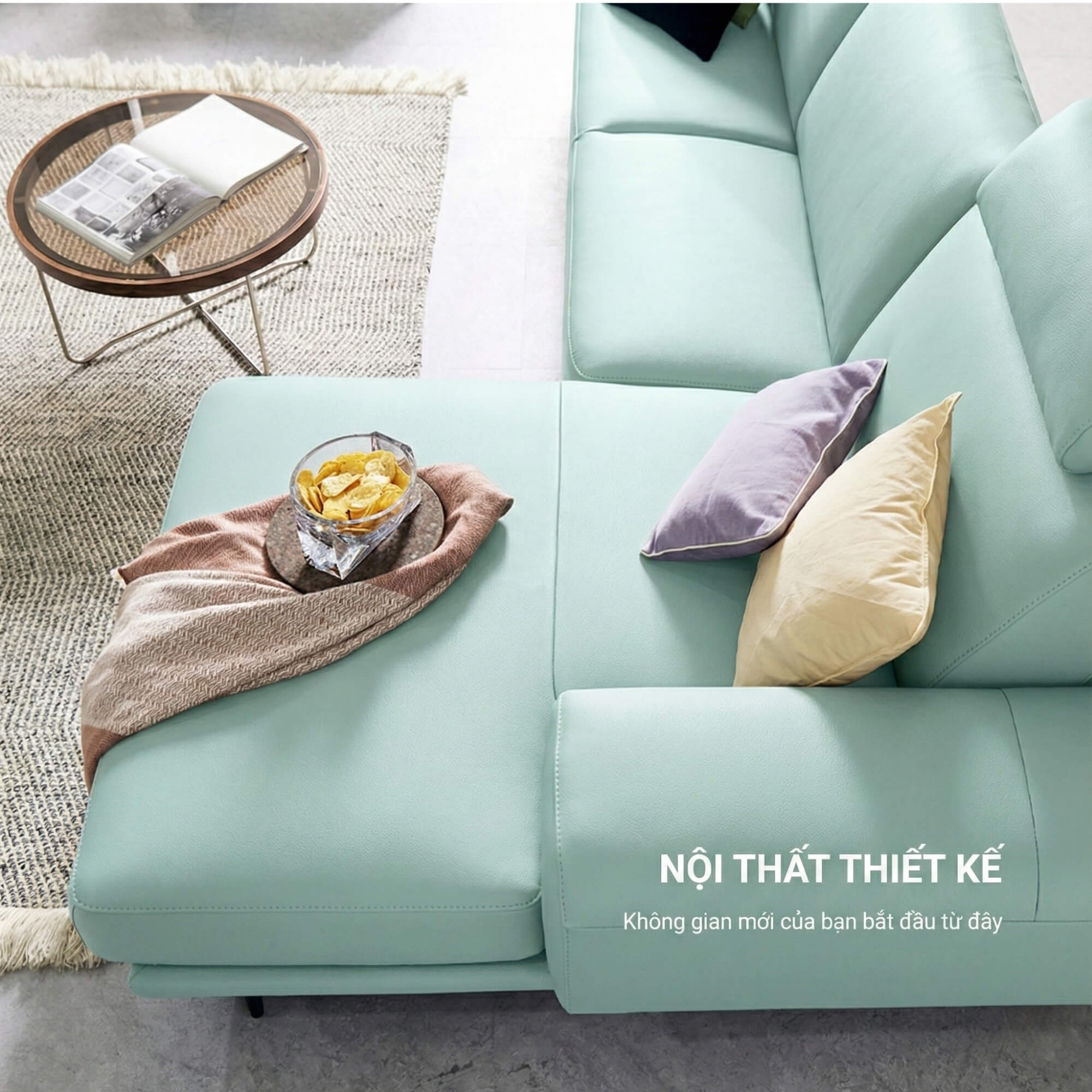 Sofa FINIAL - Sofa Bọc Da Lệch Góc Kiểu Dáng Bắc Âu Trang Nhã