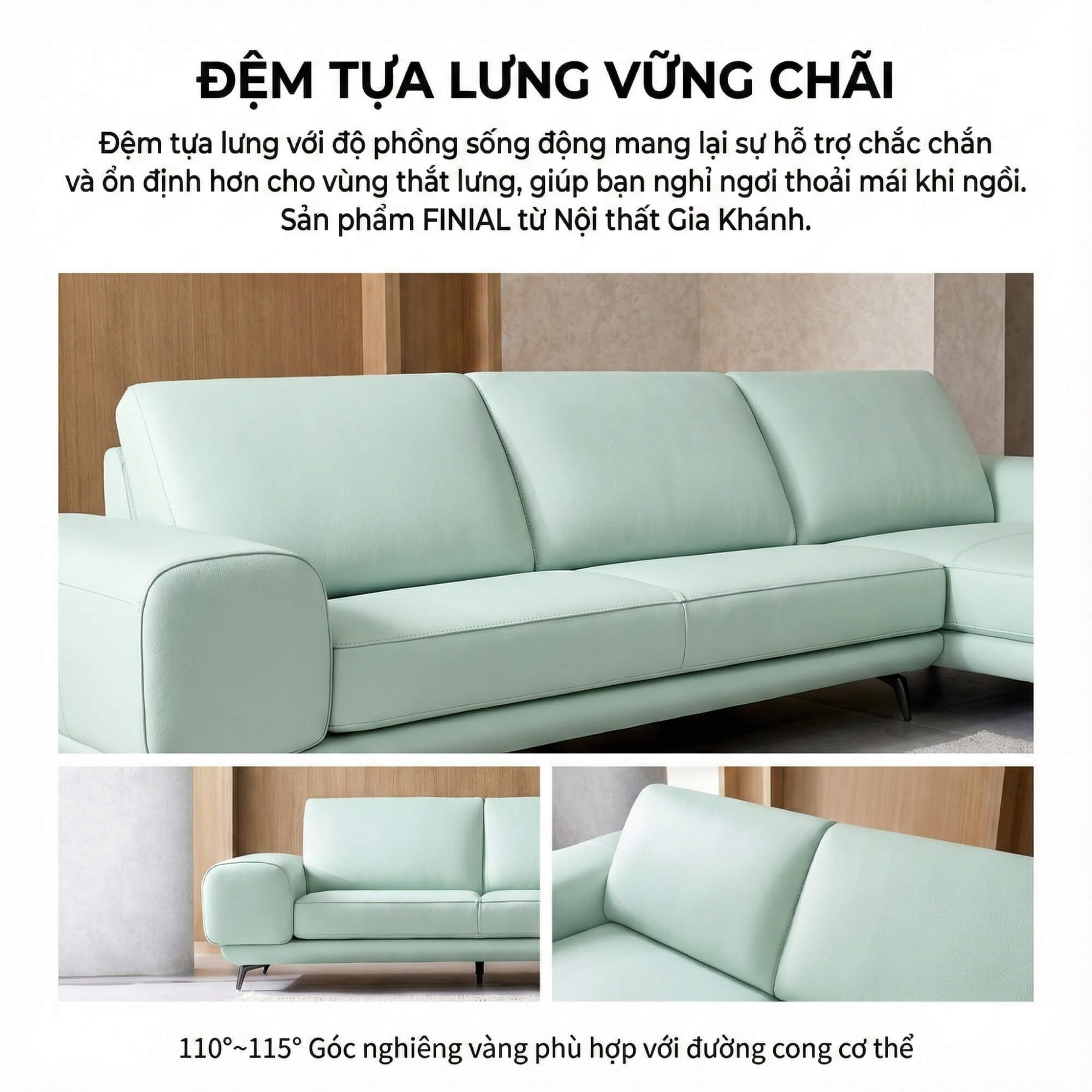Sofa FINIAL - Sofa Bọc Da Lệch Góc Kiểu Dáng Bắc Âu Trang Nhã