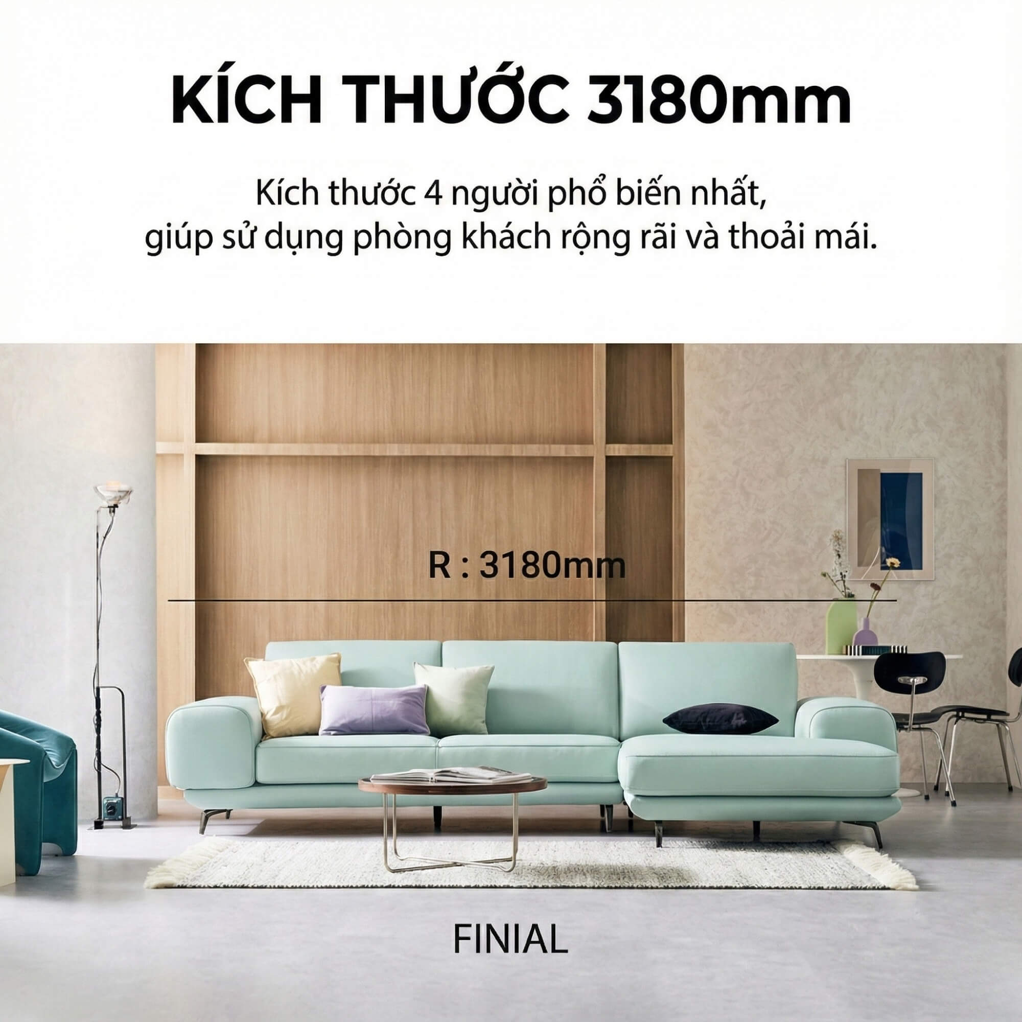 Sofa FINIAL - Sofa Bọc Da Lệch Góc Kiểu Dáng Bắc Âu Trang Nhã