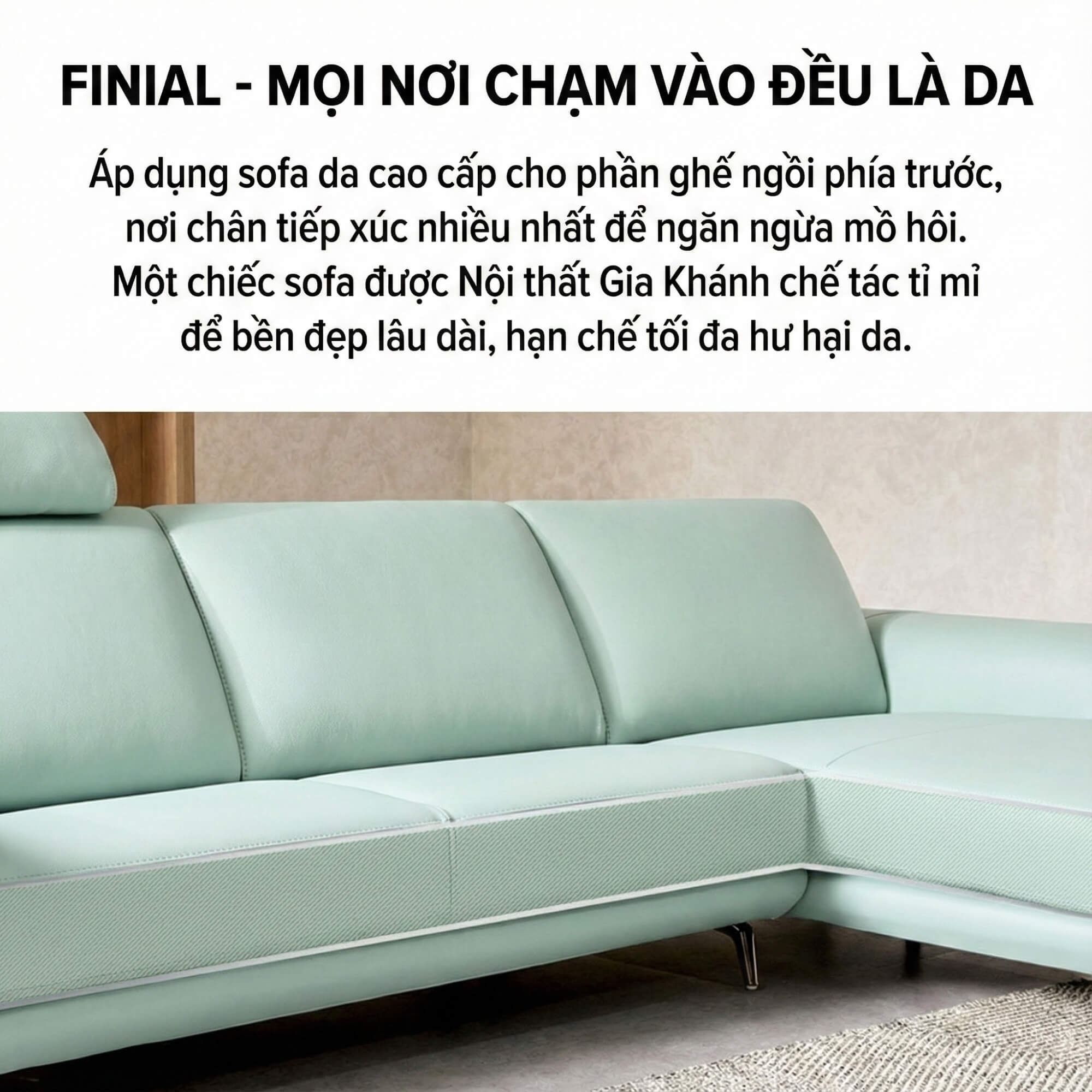 Sofa FINIAL - Sofa Bọc Da Lệch Góc Kiểu Dáng Bắc Âu Trang Nhã