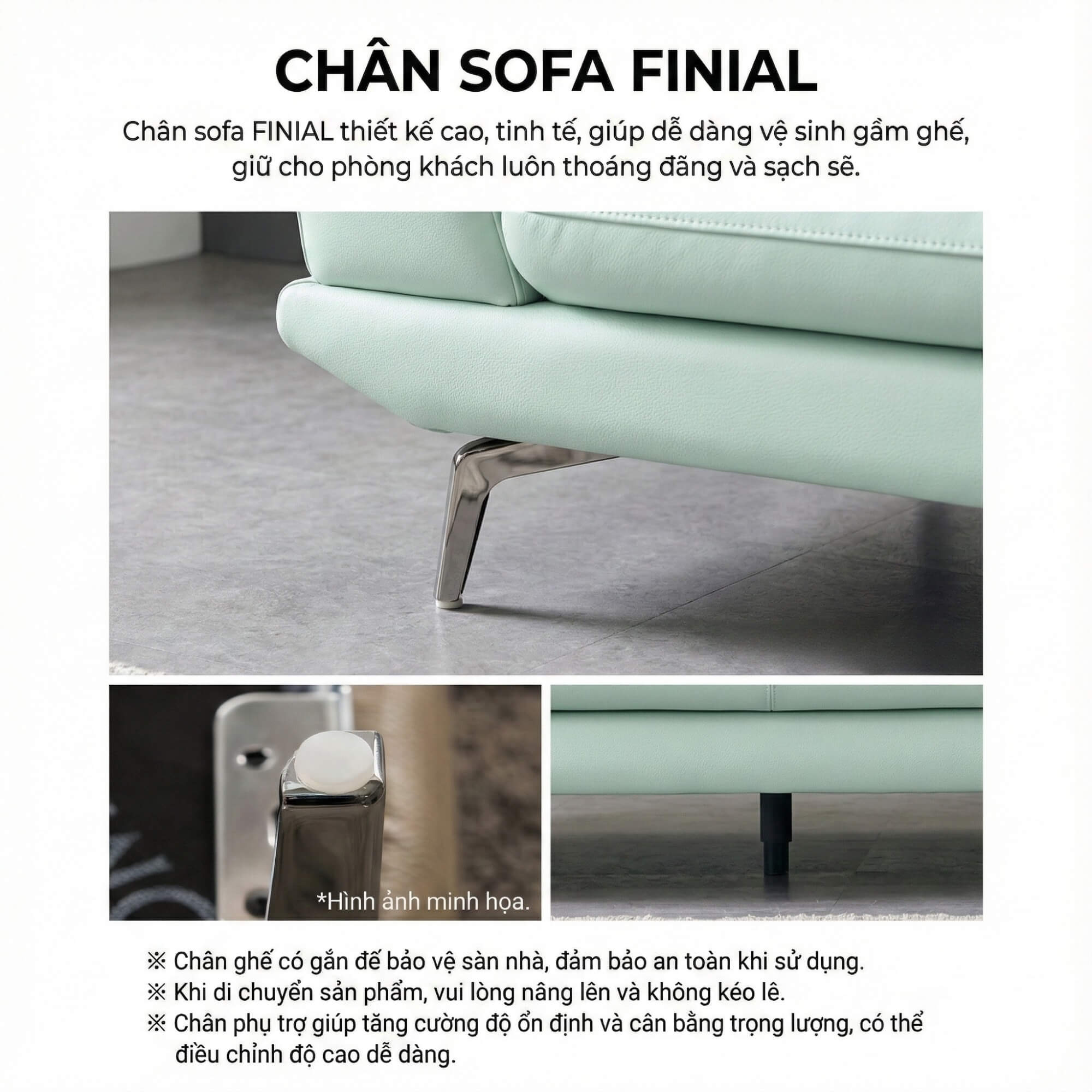 Sofa FINIAL - Sofa Bọc Da Lệch Góc Kiểu Dáng Bắc Âu Trang Nhã