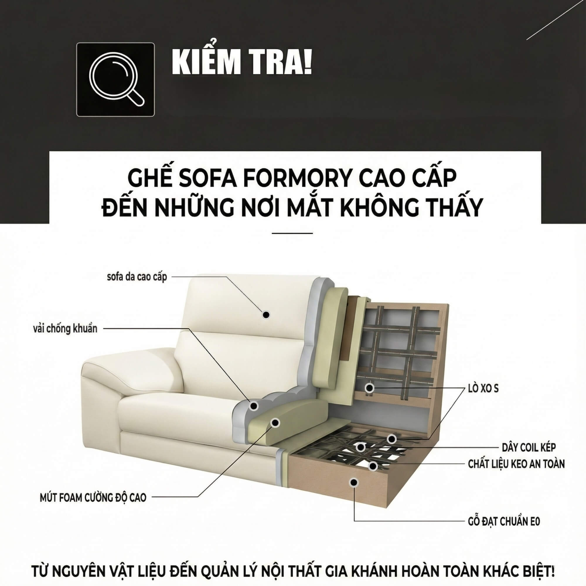 Sofa FORMORY - Sofa Da Dáng Văng Thư Giãn Cho Phòng Khách
