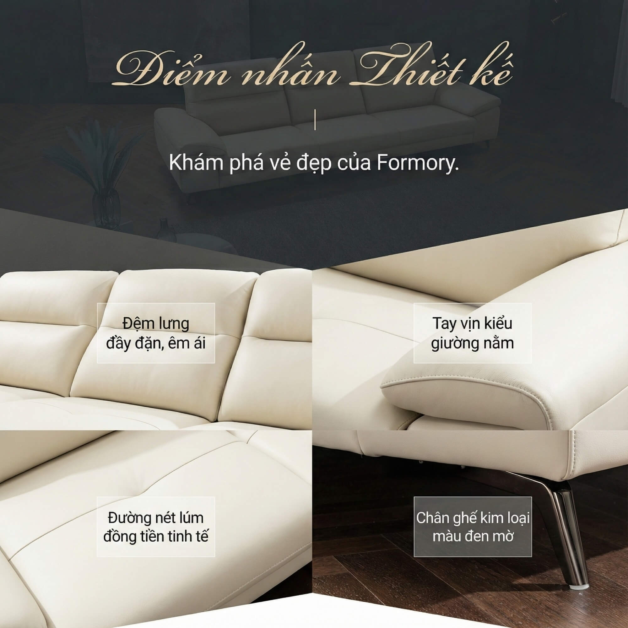 Sofa FORMORY - Sofa Da Dáng Văng Thư Giãn Cho Phòng Khách