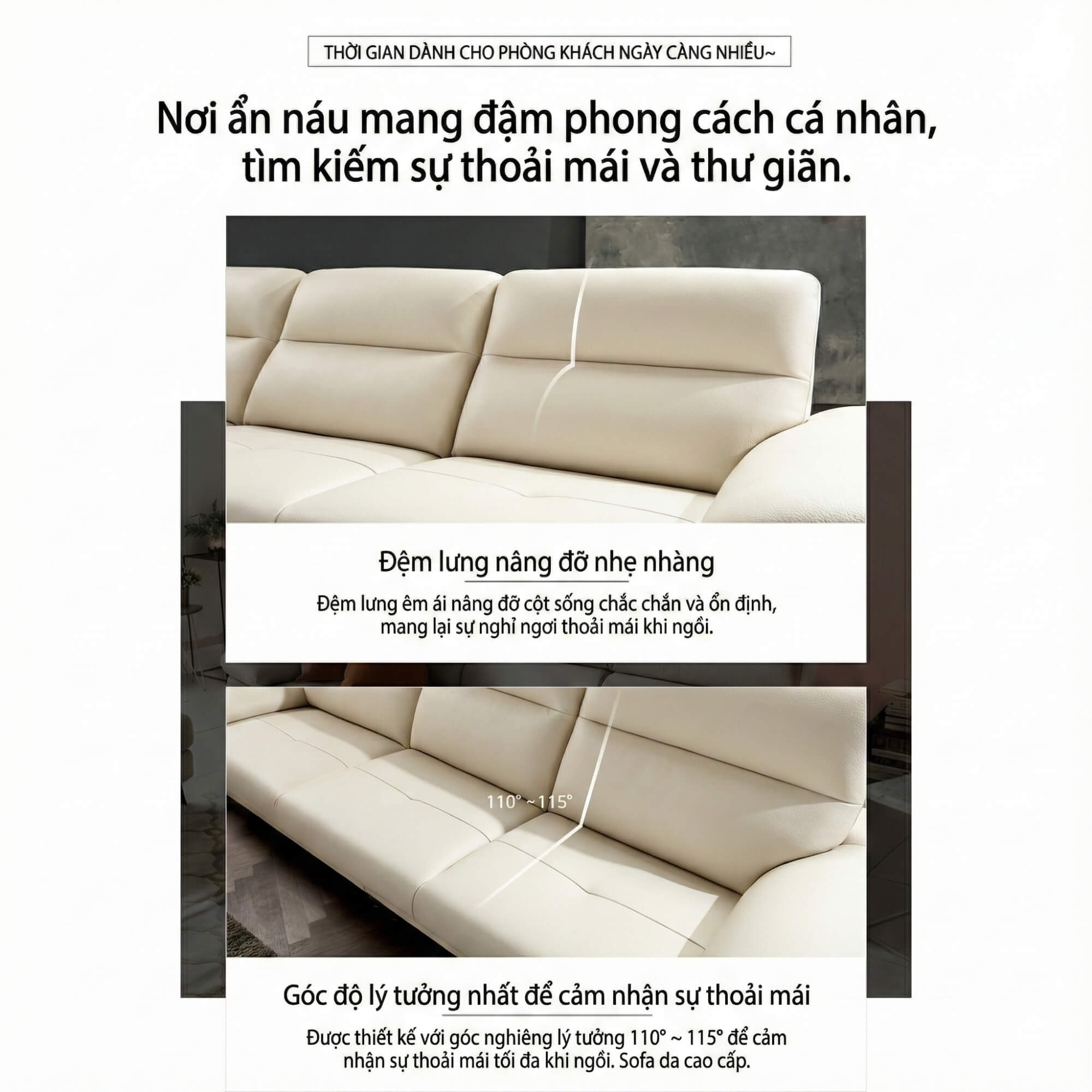 Sofa FORMORY - Sofa Da Dáng Văng Thư Giãn Cho Phòng Khách