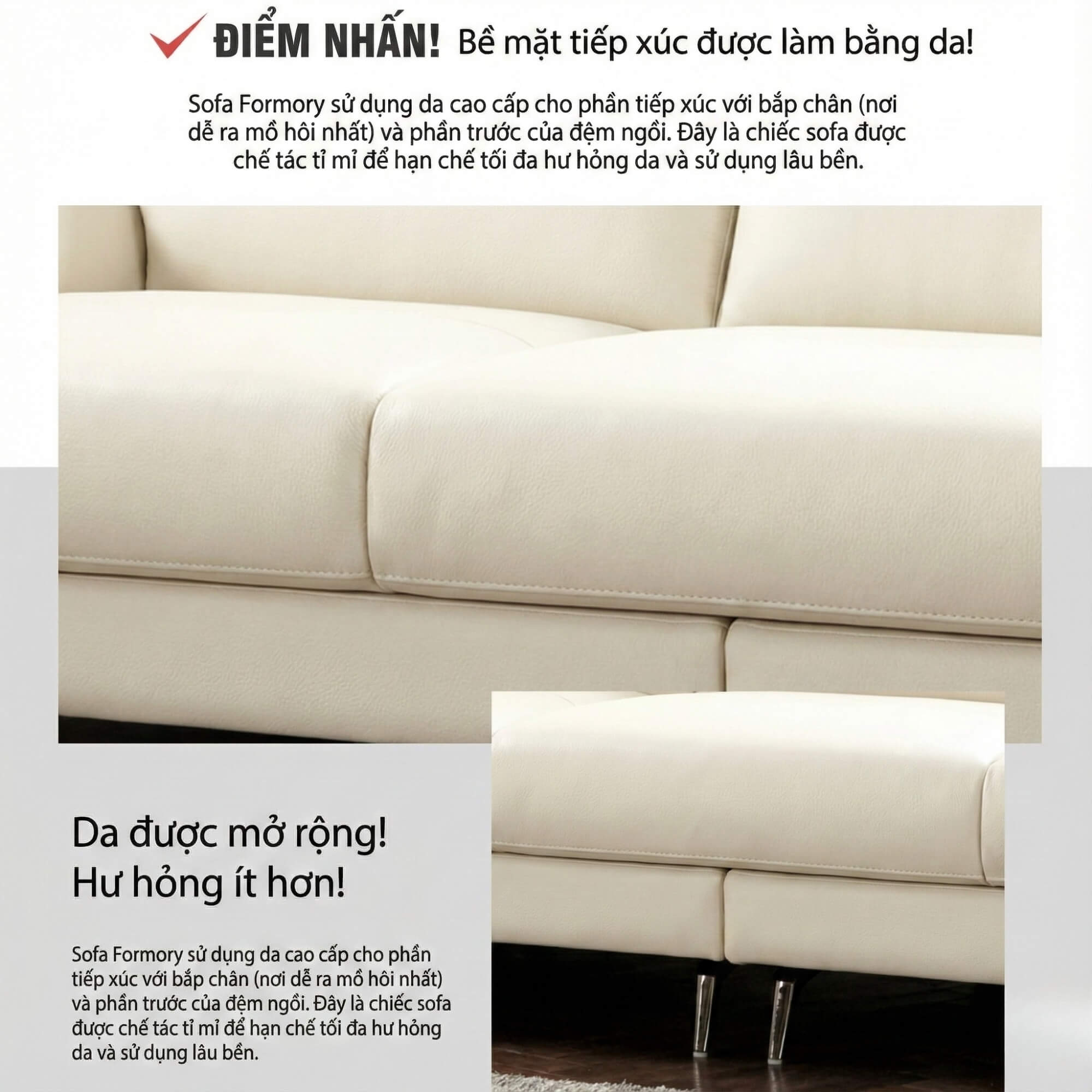 Sofa FORMORY - Sofa Da Dáng Văng Thư Giãn Cho Phòng Khách