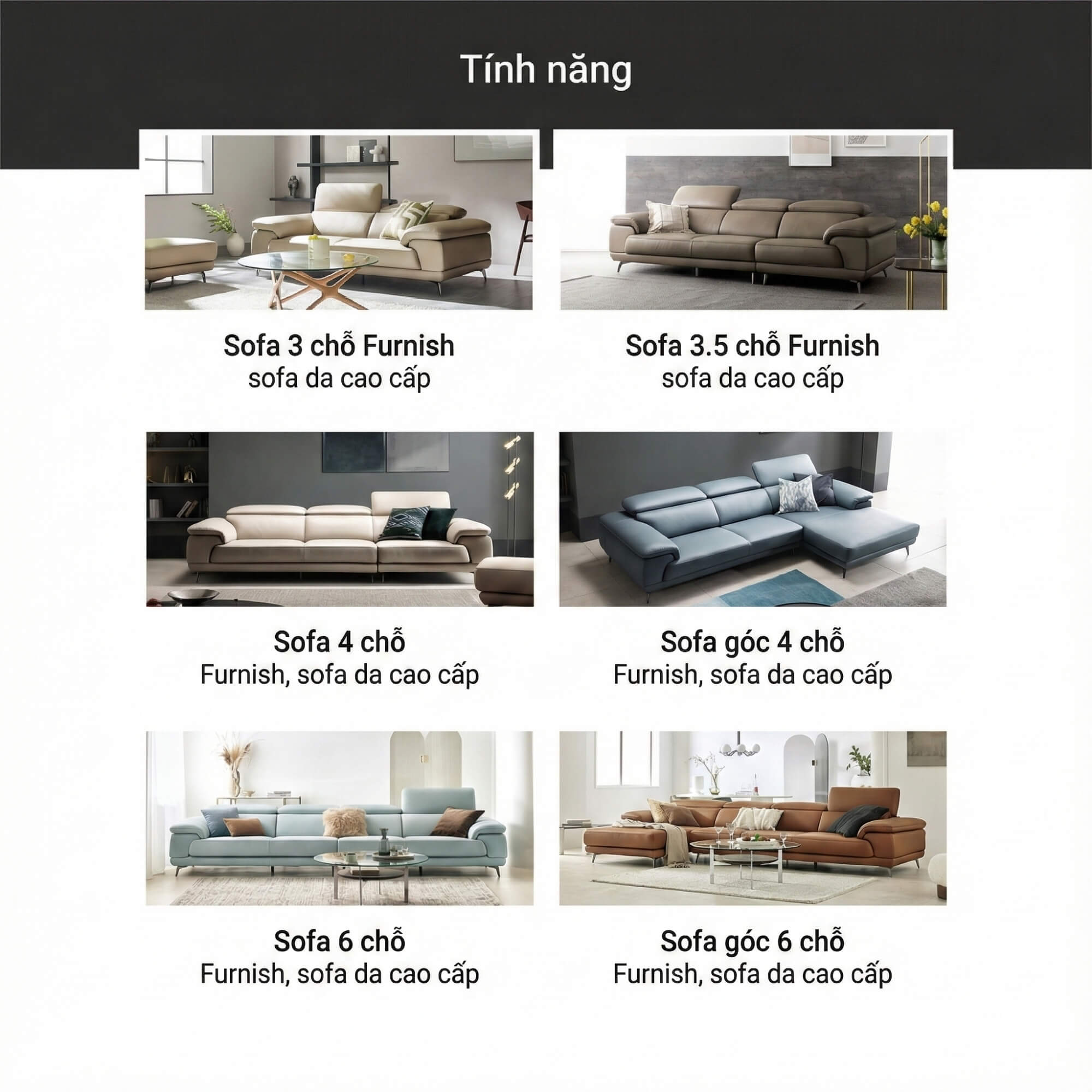 Sofa FURNISH - Sofa Băng Bọc Da Thiết Kế Tinh Tế Cho Phòng Khách Tối Giản