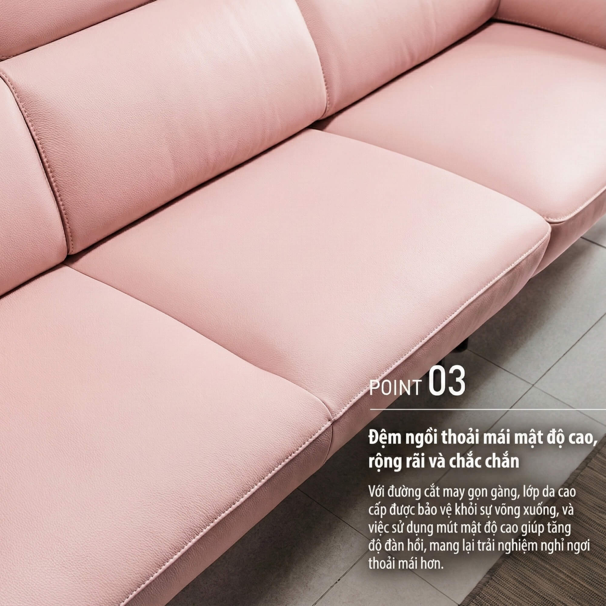 Sofa FURNISH - Sofa Băng Bọc Da Thiết Kế Tinh Tế Cho Phòng Khách Tối Giản