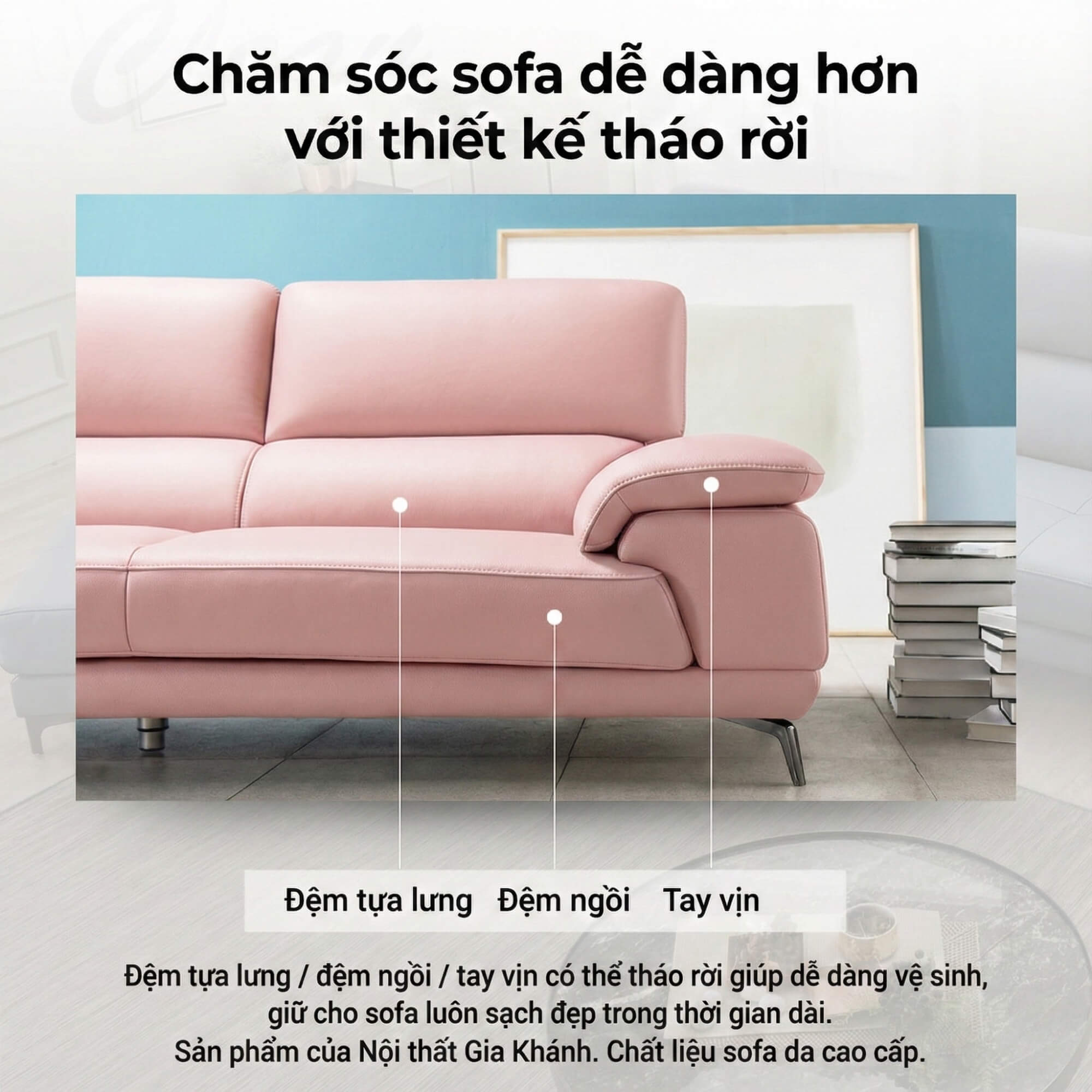 Sofa FURNISH - Sofa Băng Bọc Da Thiết Kế Tinh Tế Cho Phòng Khách Tối Giản