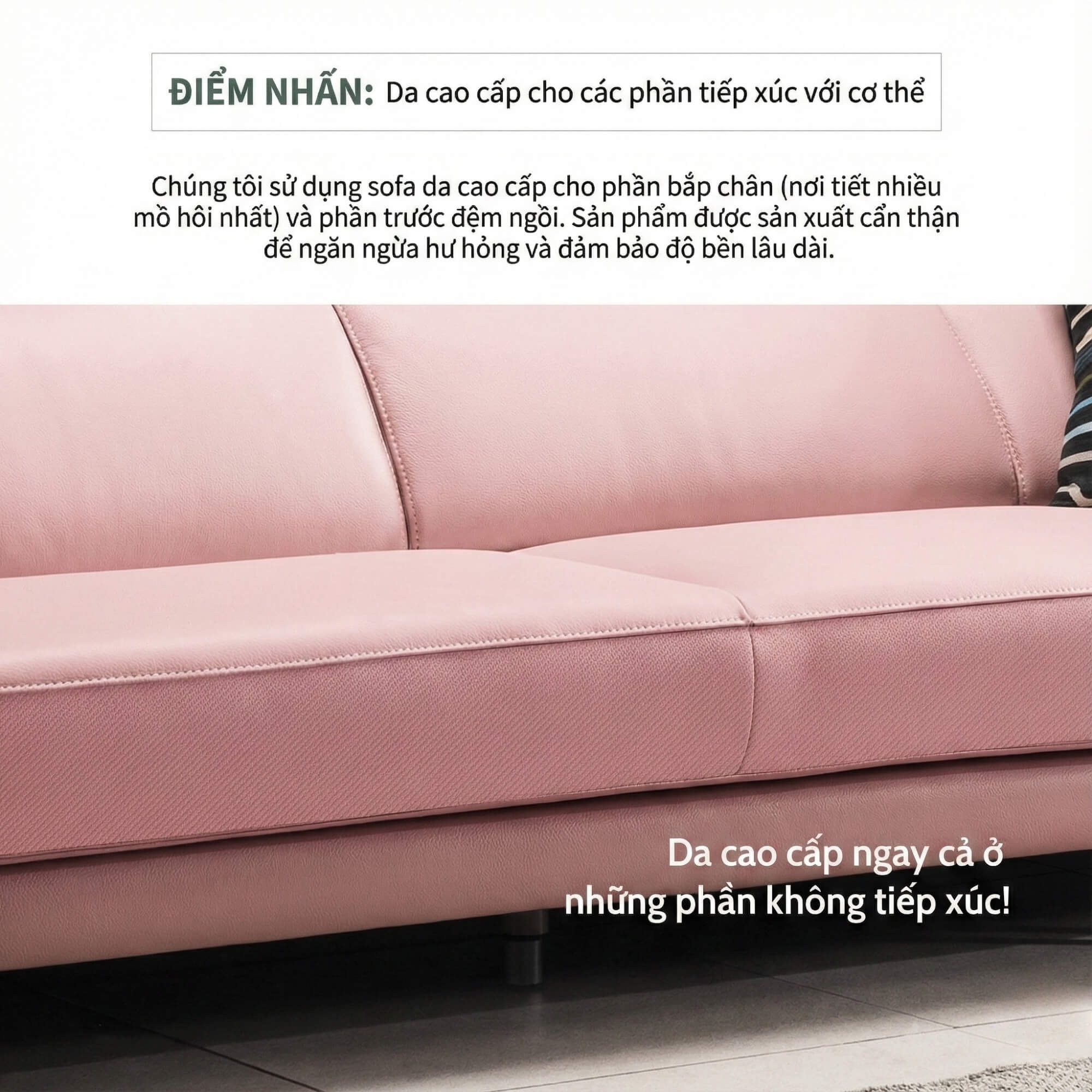 Sofa FURNISH - Sofa Băng Bọc Da Thiết Kế Tinh Tế Cho Phòng Khách Tối Giản