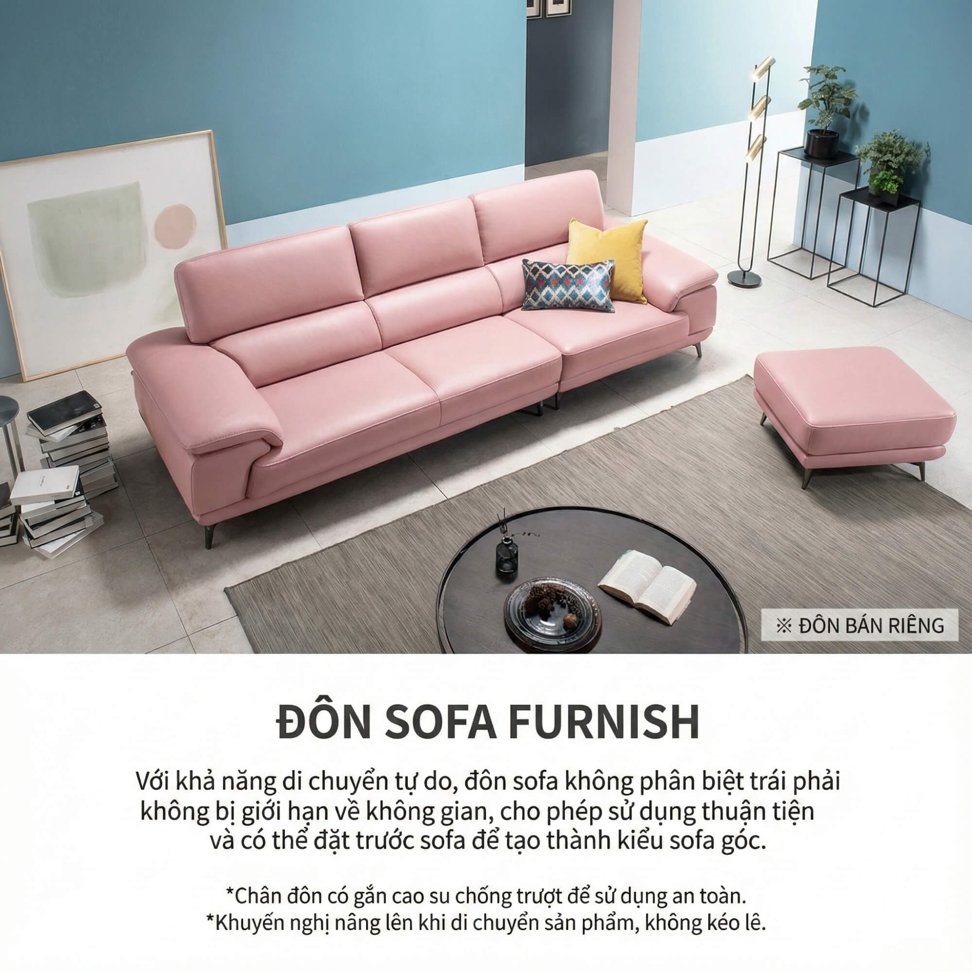 Sofa FURNISH - Sofa Băng Bọc Da Thiết Kế Tinh Tế Cho Phòng Khách Tối Giản