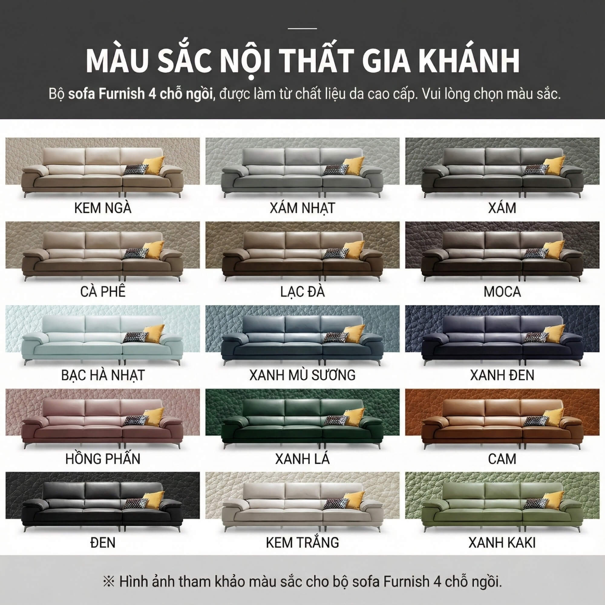 Sofa FURNISH - Sofa Băng Bọc Da Thiết Kế Tinh Tế Cho Phòng Khách Tối Giản