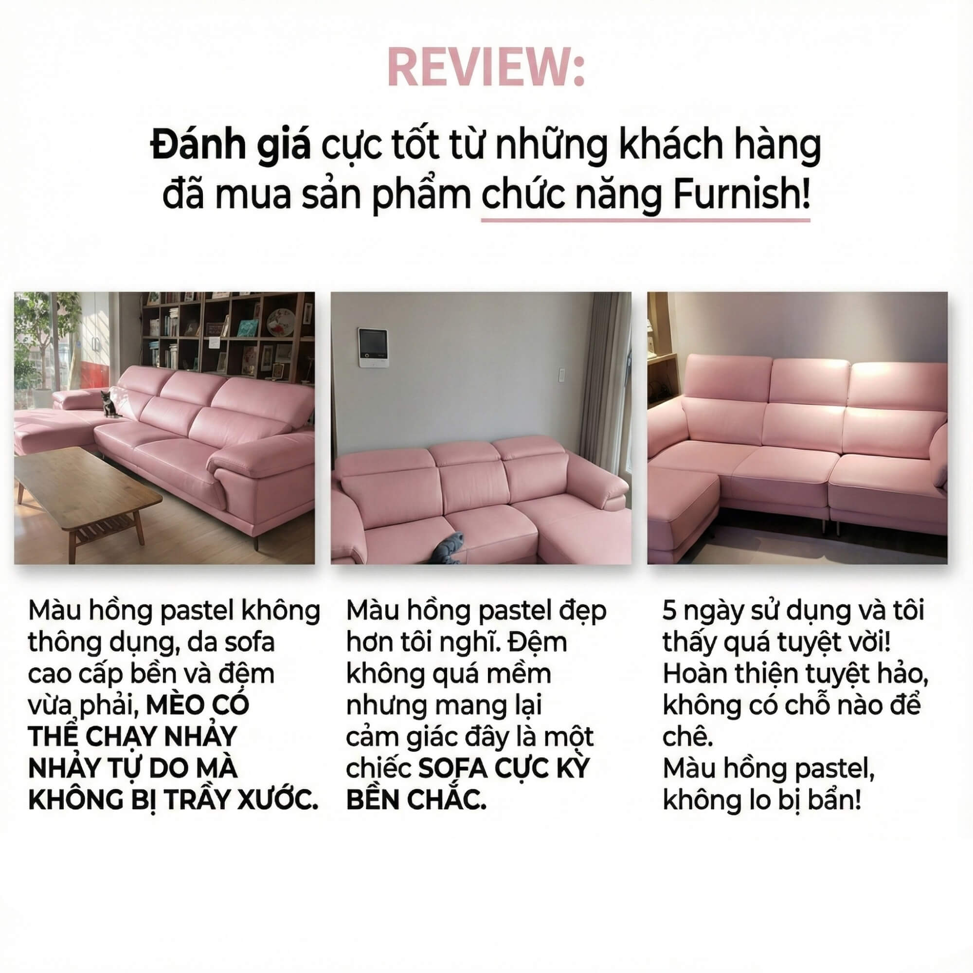 Sofa FURNISH - Sofa Băng Bọc Da Thiết Kế Tinh Tế Cho Phòng Khách Tối Giản