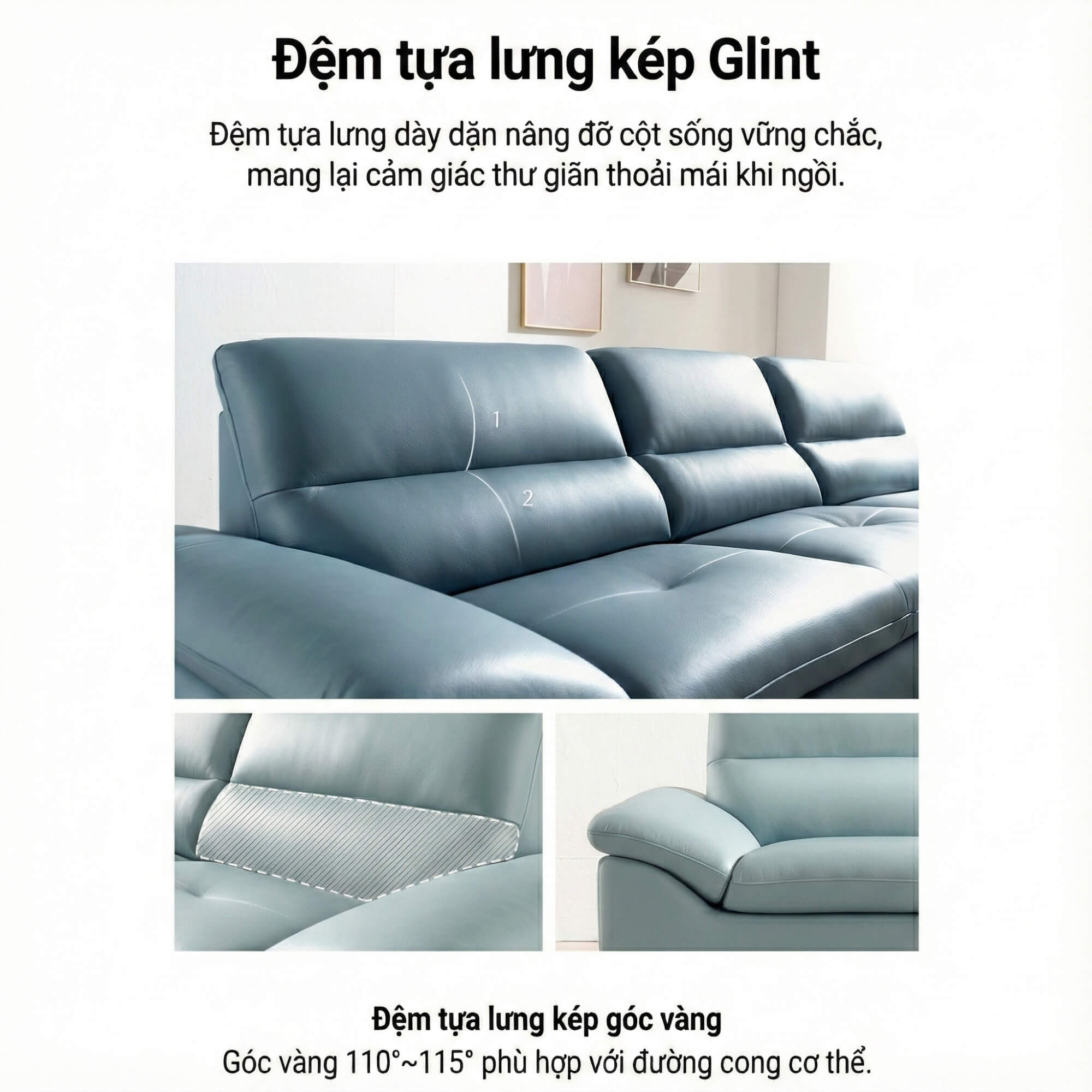 Sofa GLINT – Sofa Da Dáng Băng Hiện Đại Êm Ái Khi Thư Giãn
