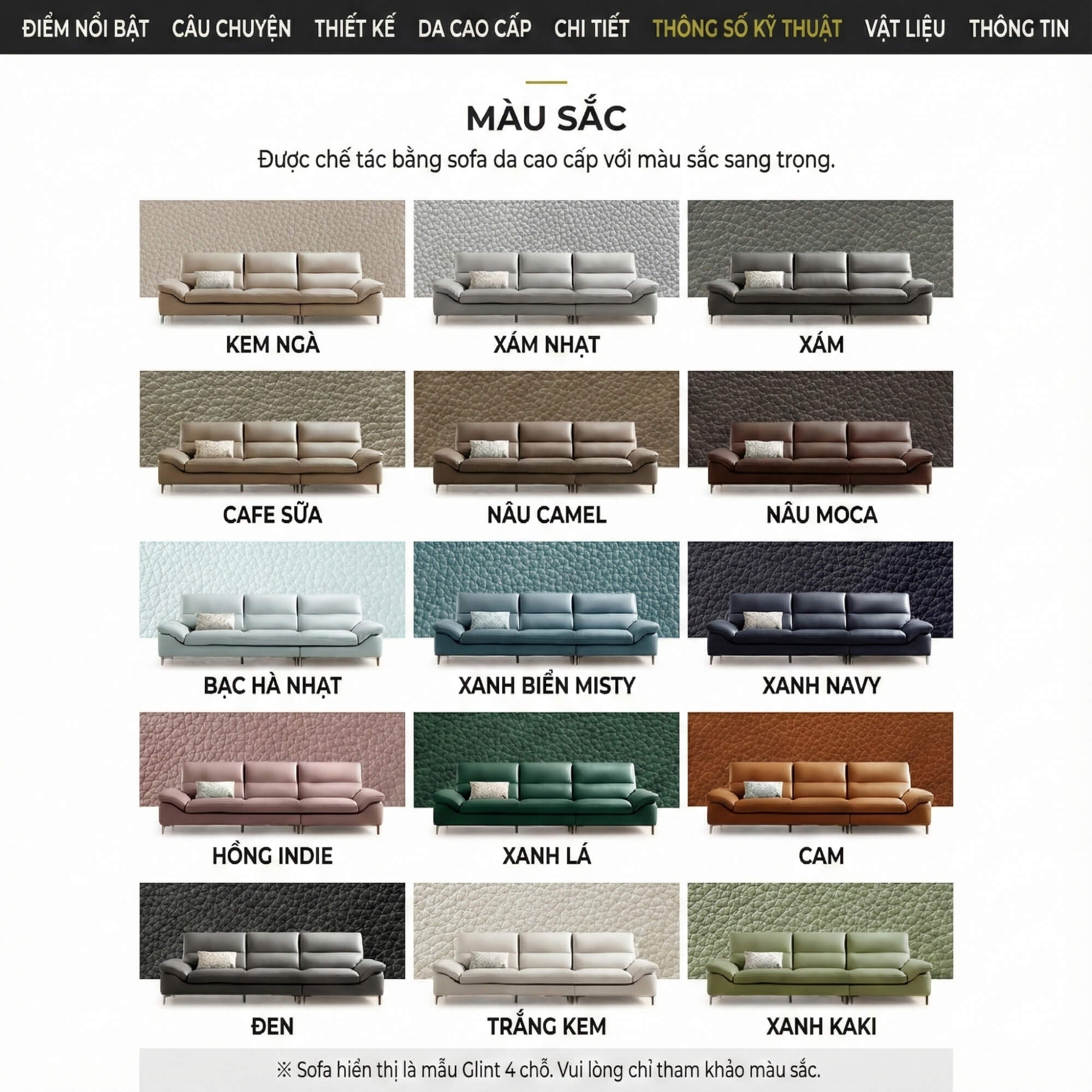 Sofa GLINT – Sofa Da Dáng Băng Hiện Đại Êm Ái Khi Thư Giãn