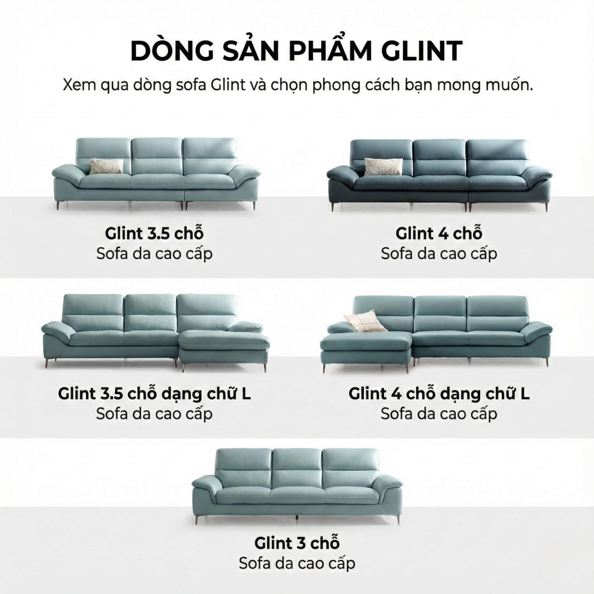 Sofa GLINT – Sofa Da Dáng Băng Hiện Đại Êm Ái Khi Thư Giãn