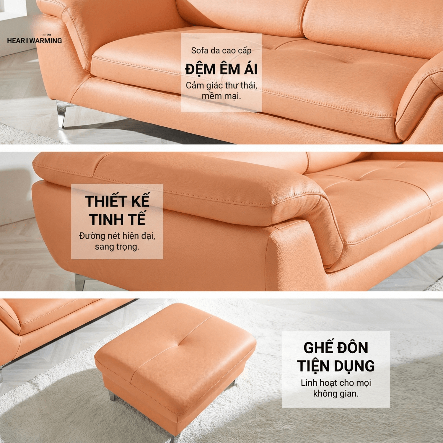 Sofa HEARTWARMING - Sofa Băng 2 Chỗ Bọc Da Ấm Áp Cho Gia Đình