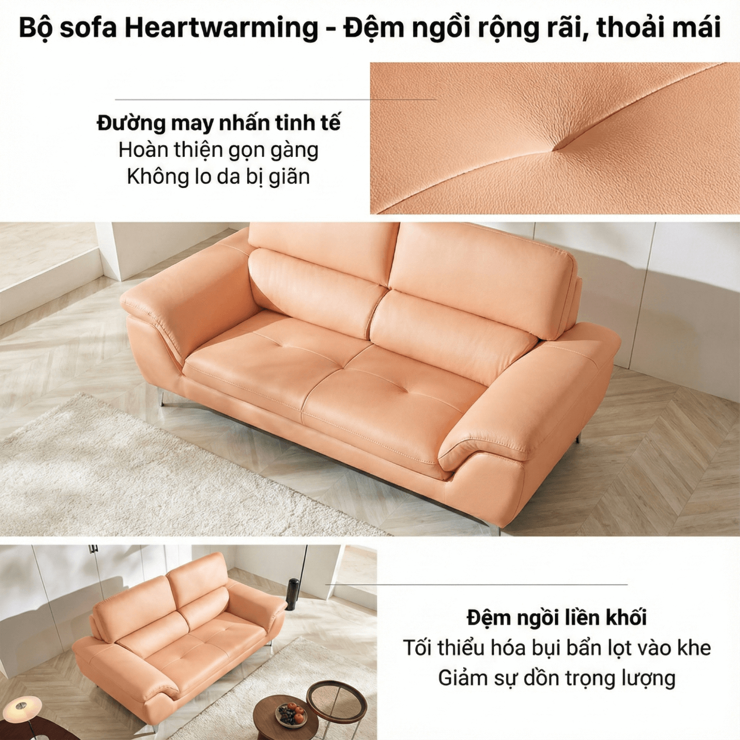Sofa HEARTWARMING - Sofa Băng 2 Chỗ Bọc Da Ấm Áp Cho Gia Đình