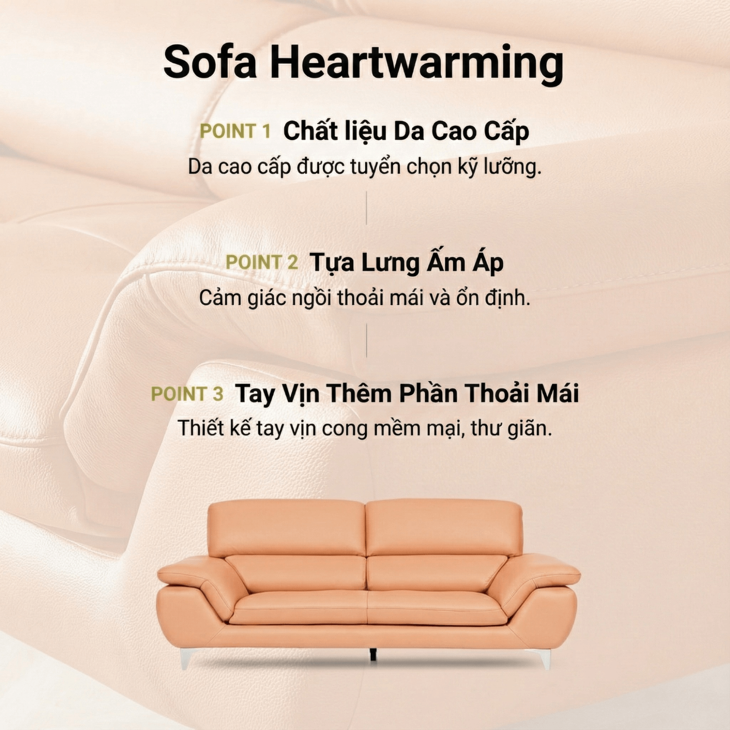 Sofa HEARTWARMING - Sofa Băng 2 Chỗ Bọc Da Ấm Áp Cho Gia Đình