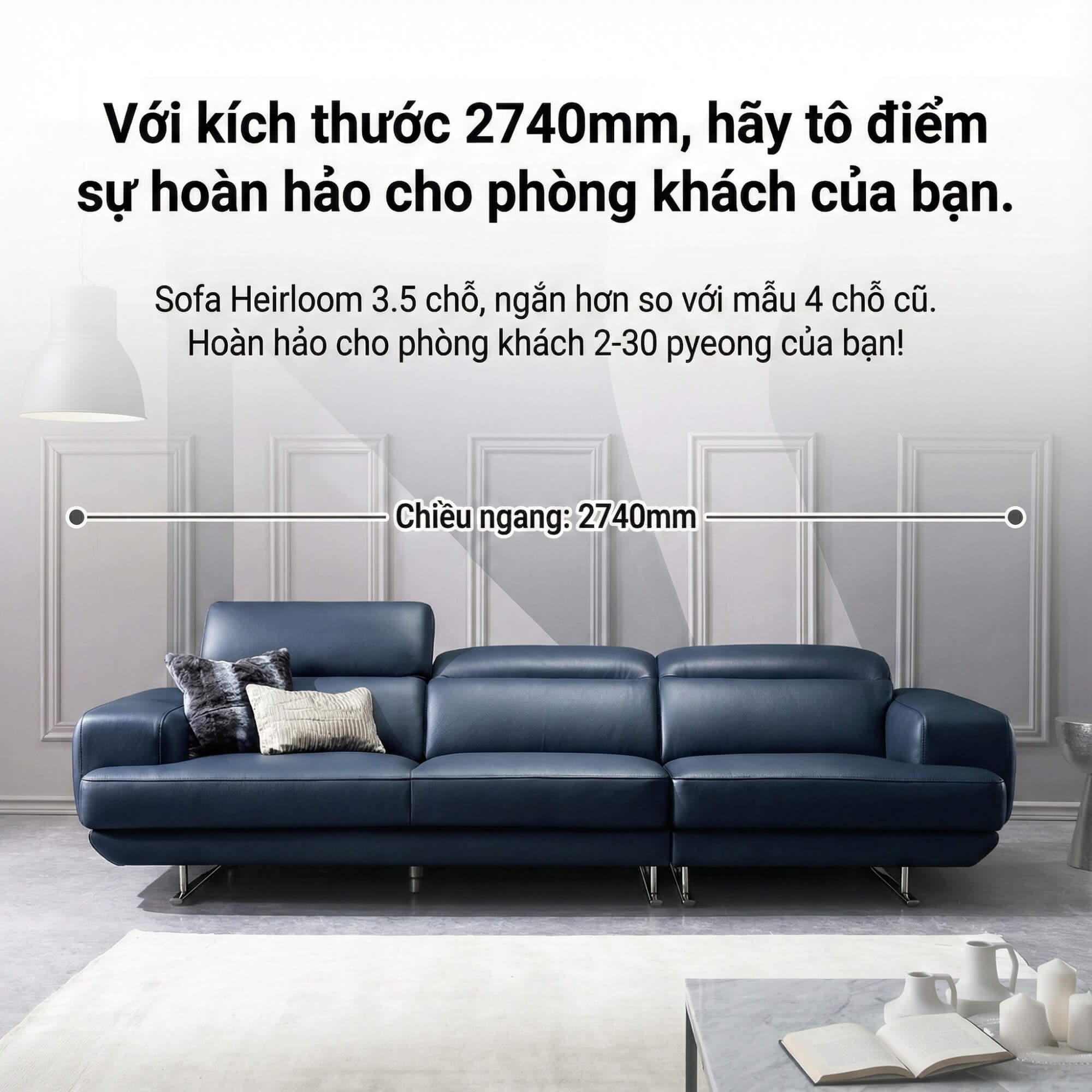 Sofa HEIRLOOM - Sofa Băng Bọc Da Thiết Kế Mạnh Mẽ Có Tựa Đầu Thông Minh
